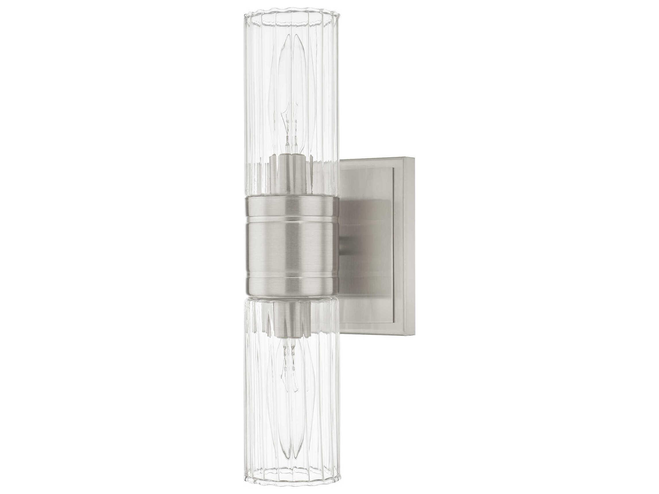 Livex Lighting Midtown 2-Light Brushed Nickel Glass Vanity Light