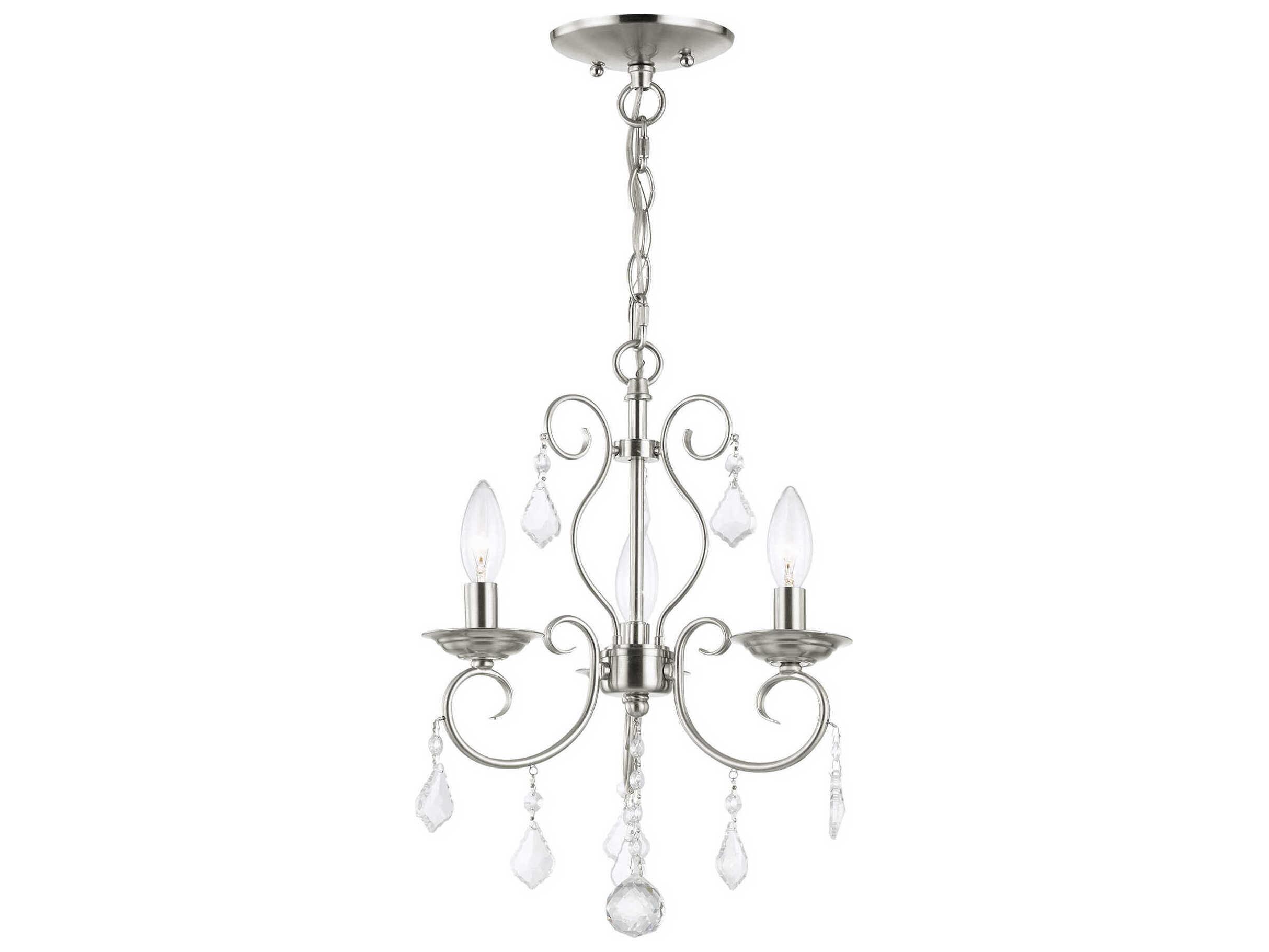 Livex Lighting Donatella 3-Light Brushed Nickel Crystal Candelabra Chandelier