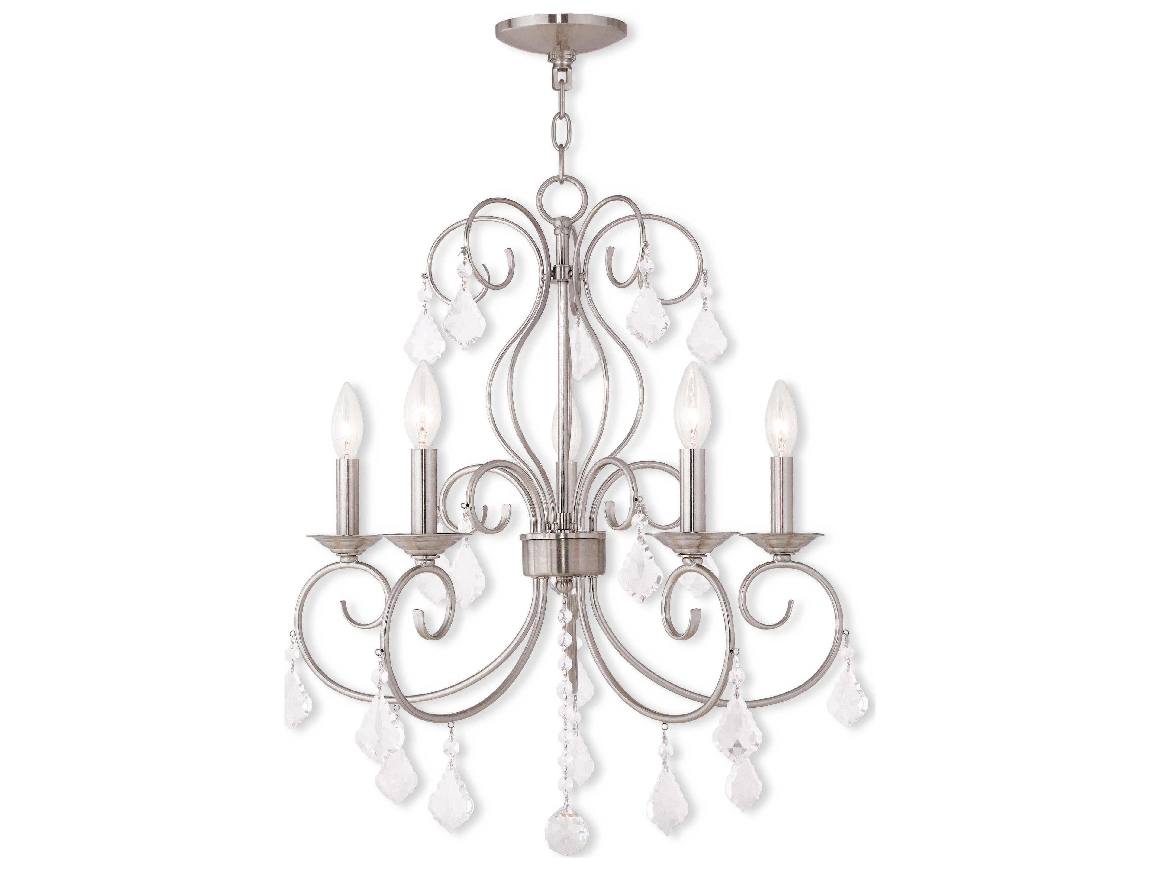 Livex Lighting Donatella 5-Light Brushed Nickel Crystal Candelabra Chandelier
