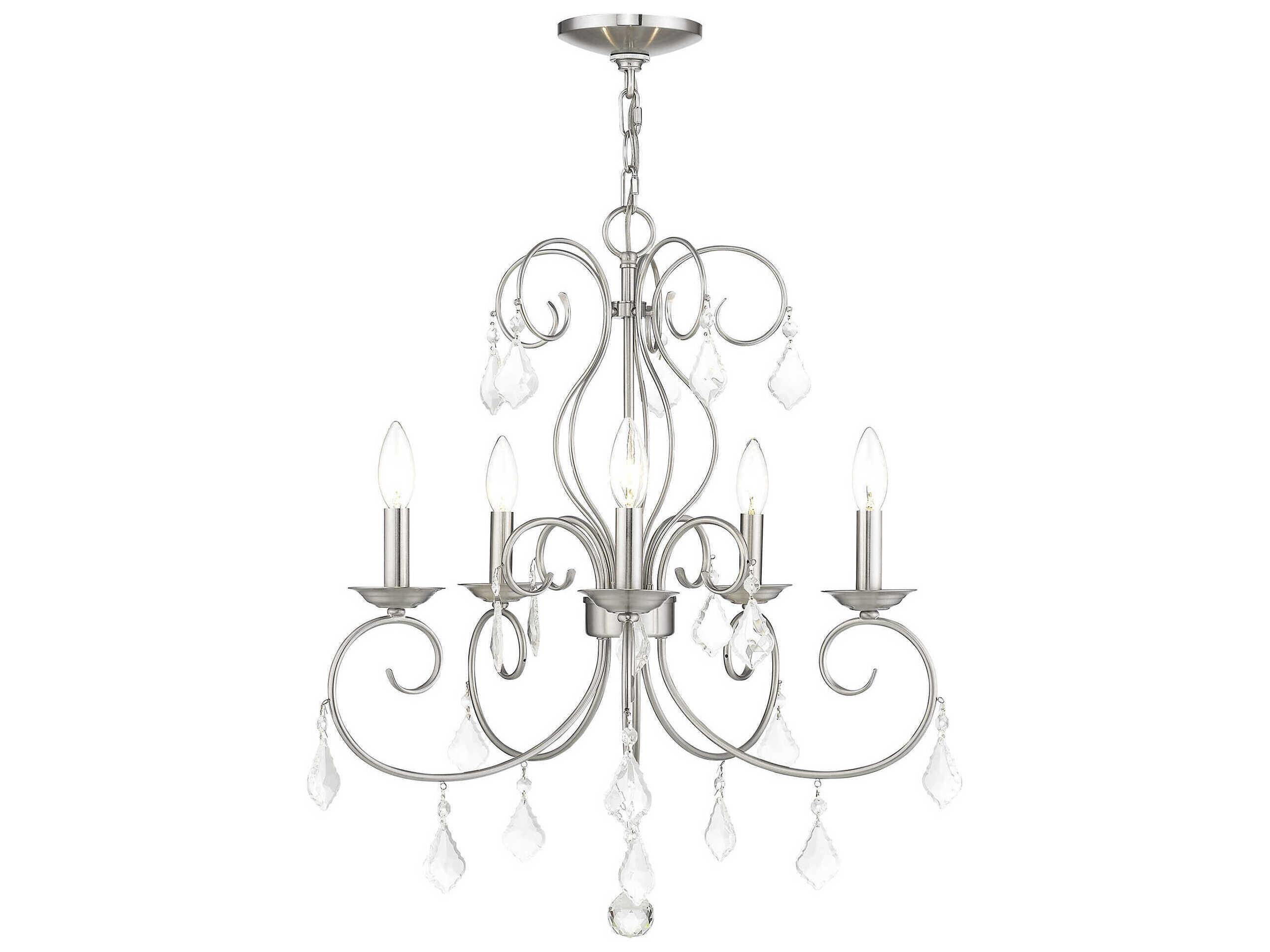 Livex Lighting Donatella 5-Light Brushed Nickel Crystal Candelabra Chandelier