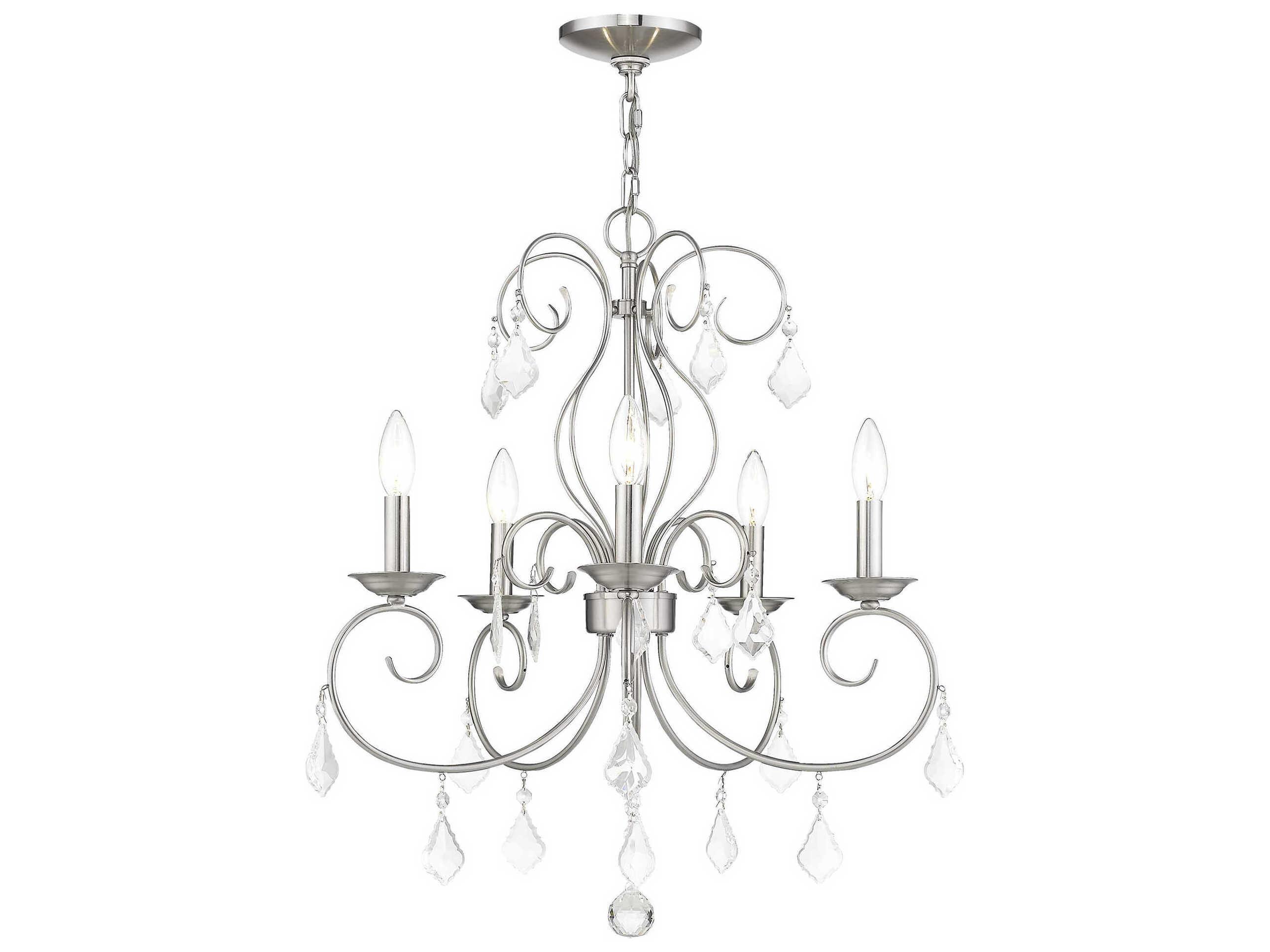 Livex Lighting Donatella 5-Light Brushed Nickel Crystal Candelabra Chandelier