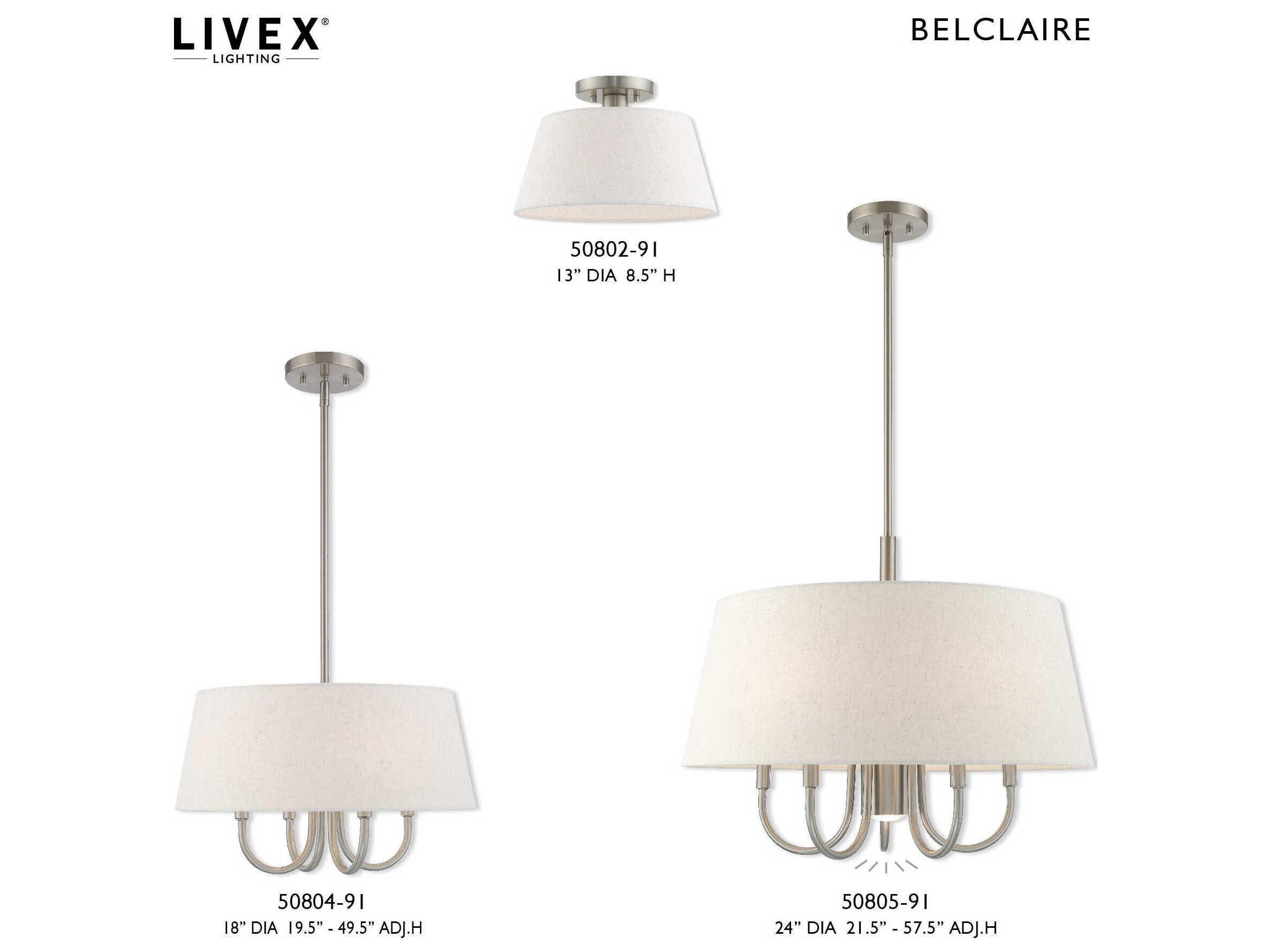 Livex Lighting Belclaire 6-Light Brushed Nickel Empire Chandelier