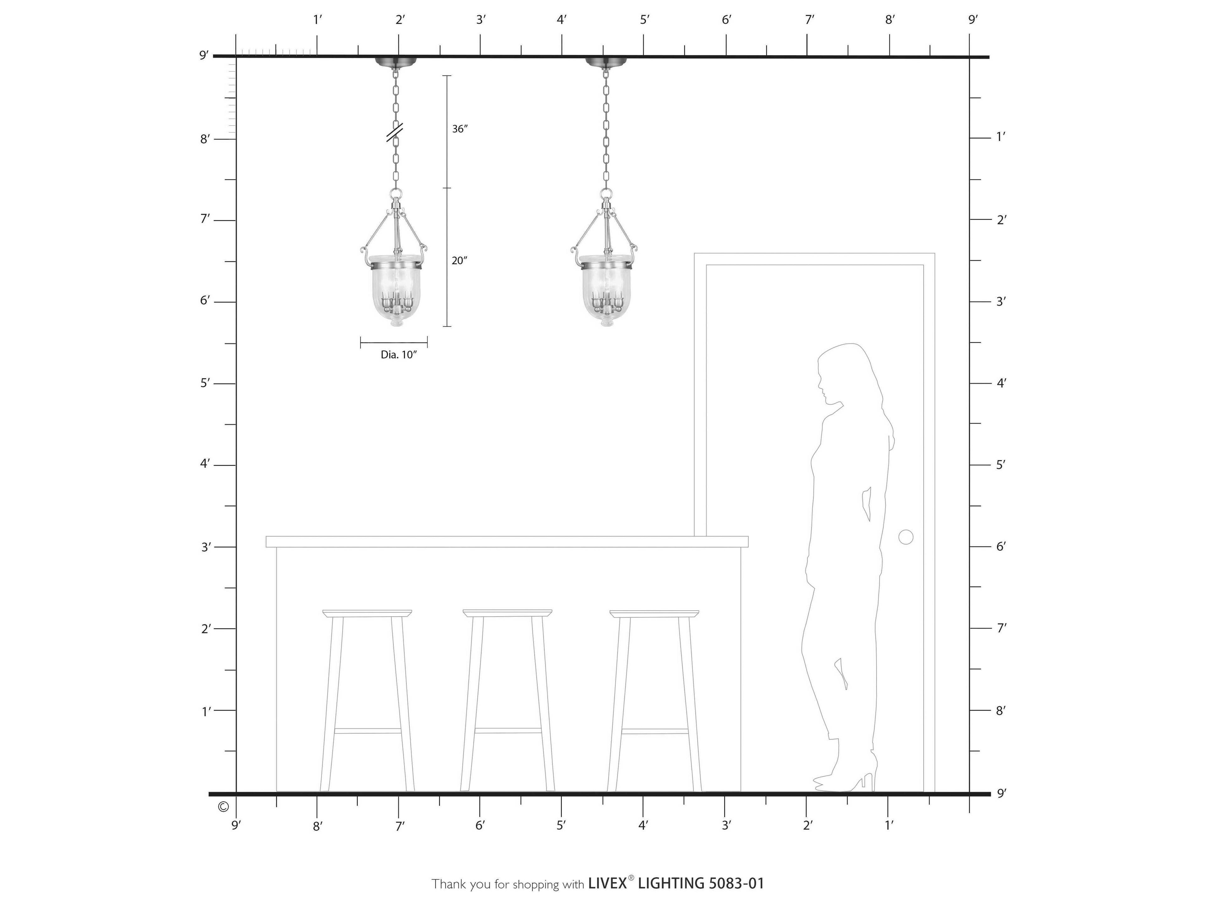 Livex Lighting Jefferson 3-Light Antique Brass Glass Chandelier