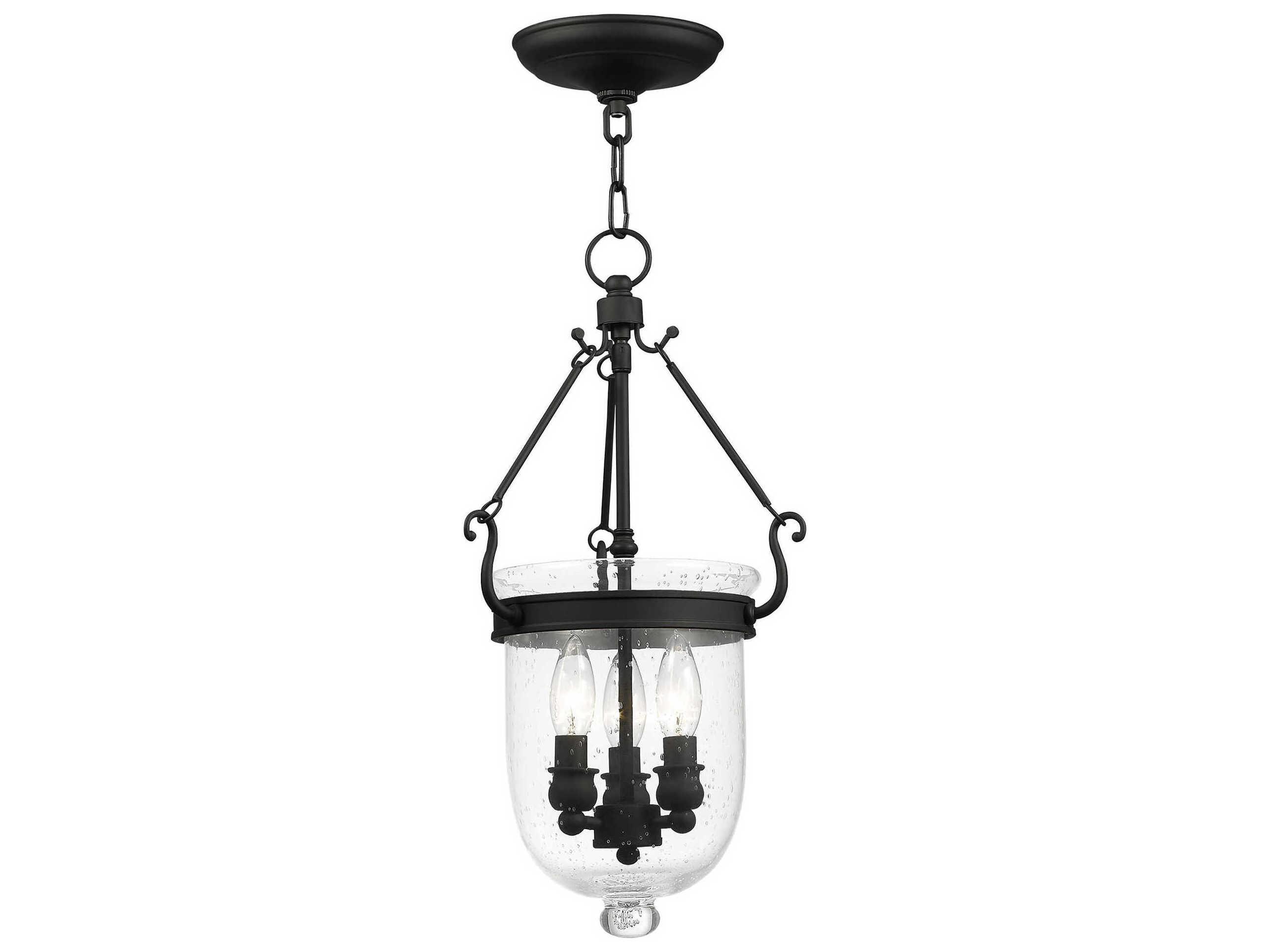 Livex Lighting Jefferson 3-Light Black Glass Chandelier