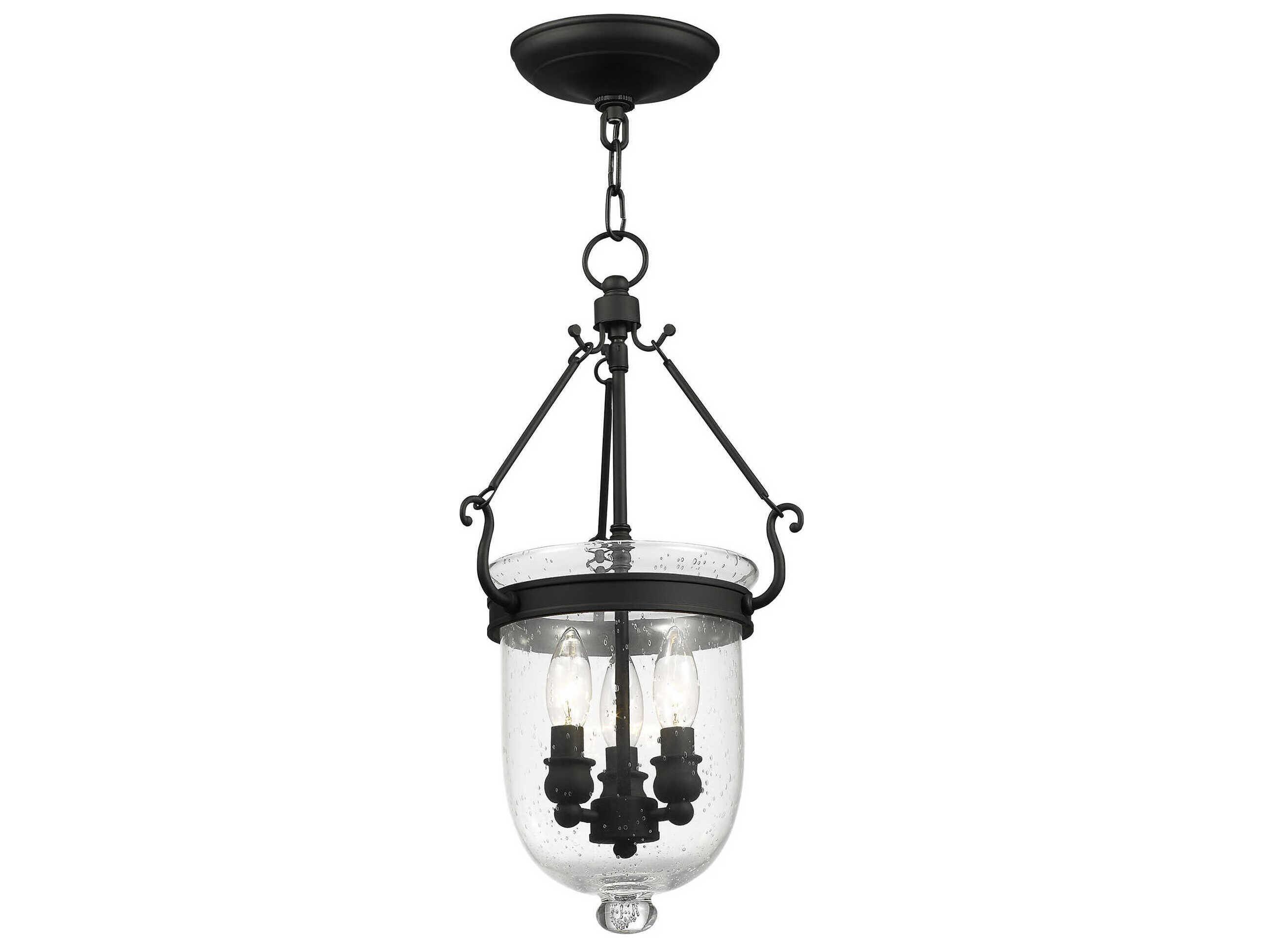 Livex Lighting Jefferson 3-Light Black Glass Chandelier