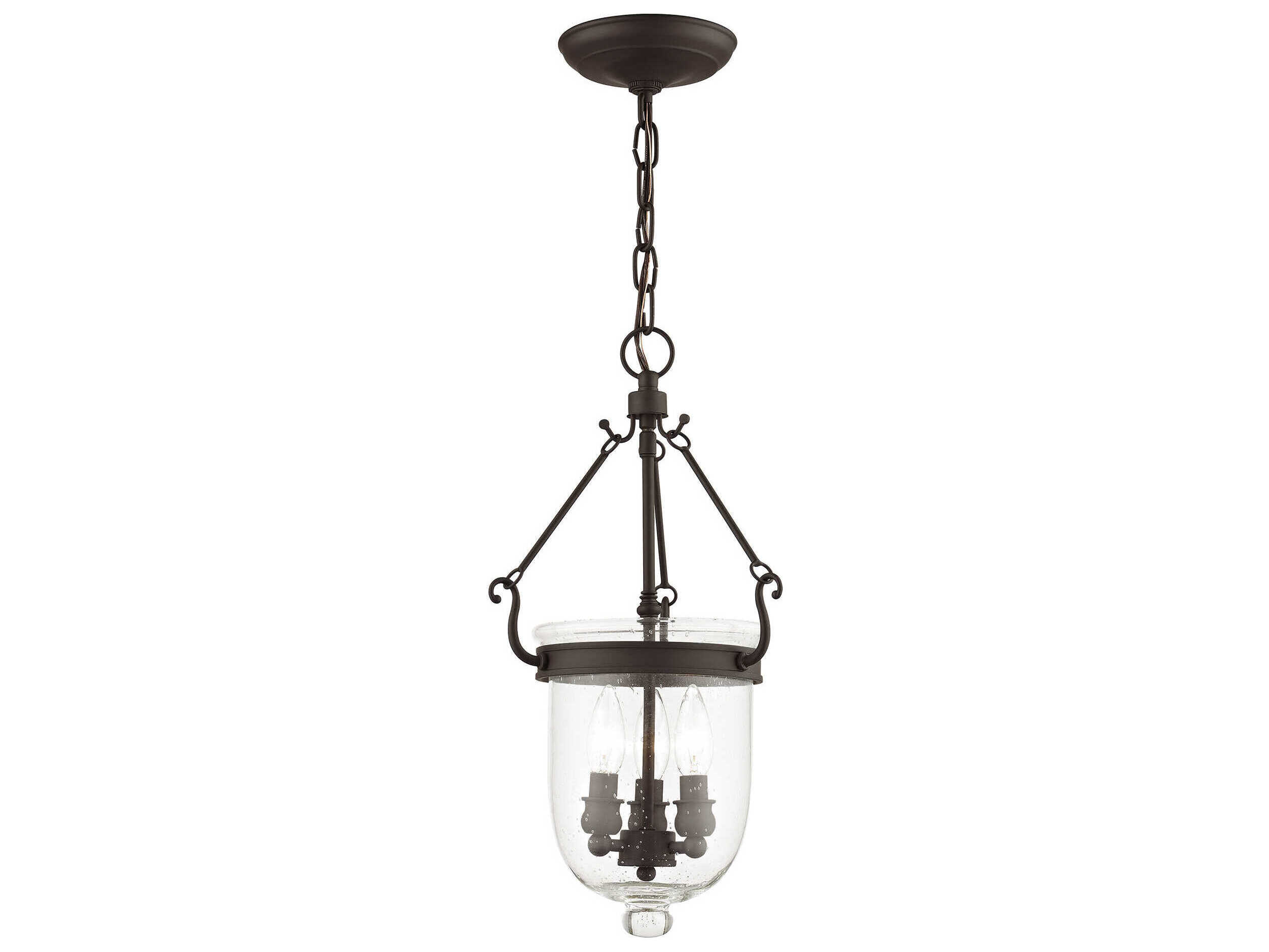 Livex Lighting Jefferson 3-Light Bronze Glass Chandelier