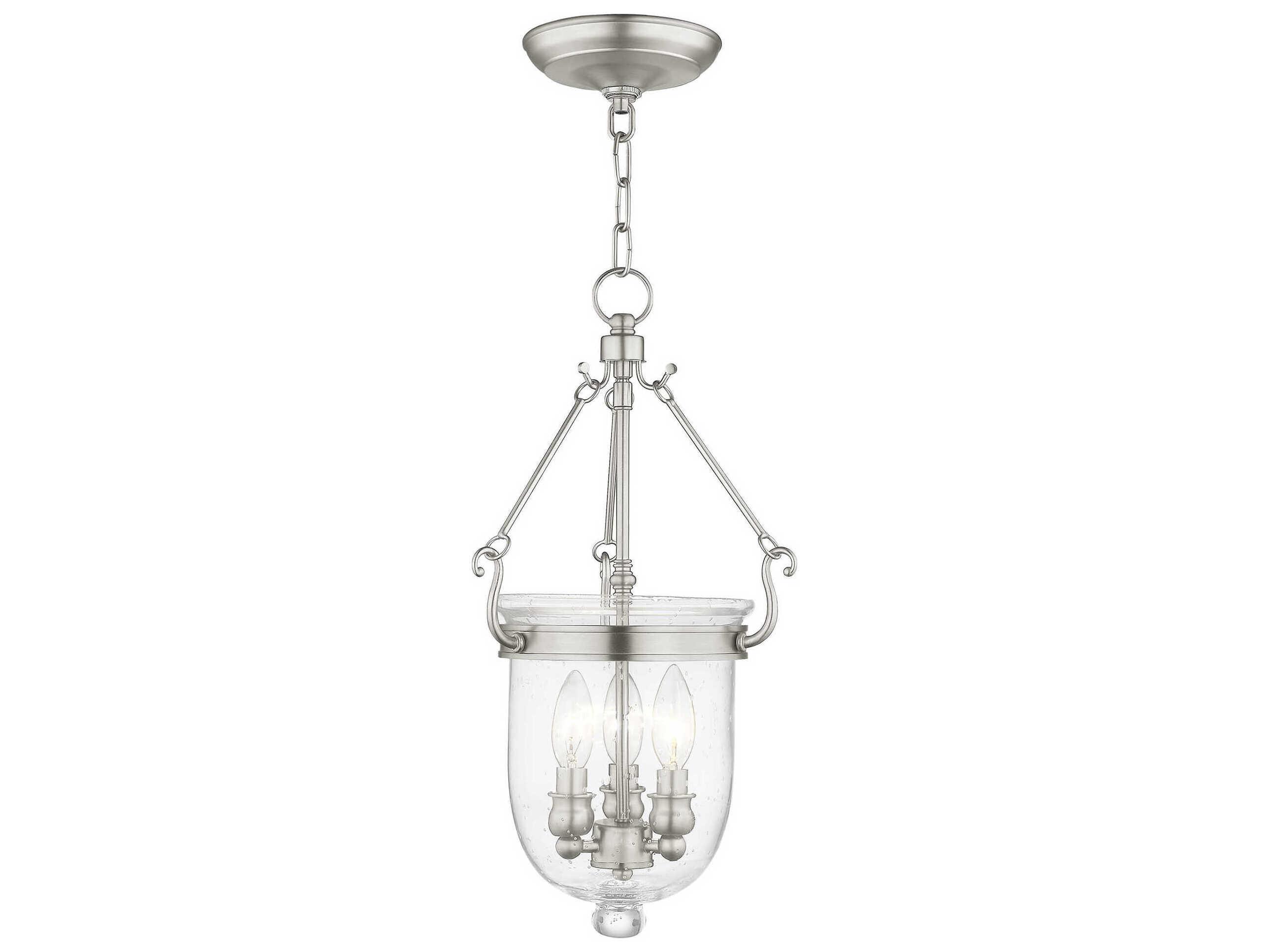 Livex Lighting Jefferson 3-Light Brushed Nickel Glass Chandelier