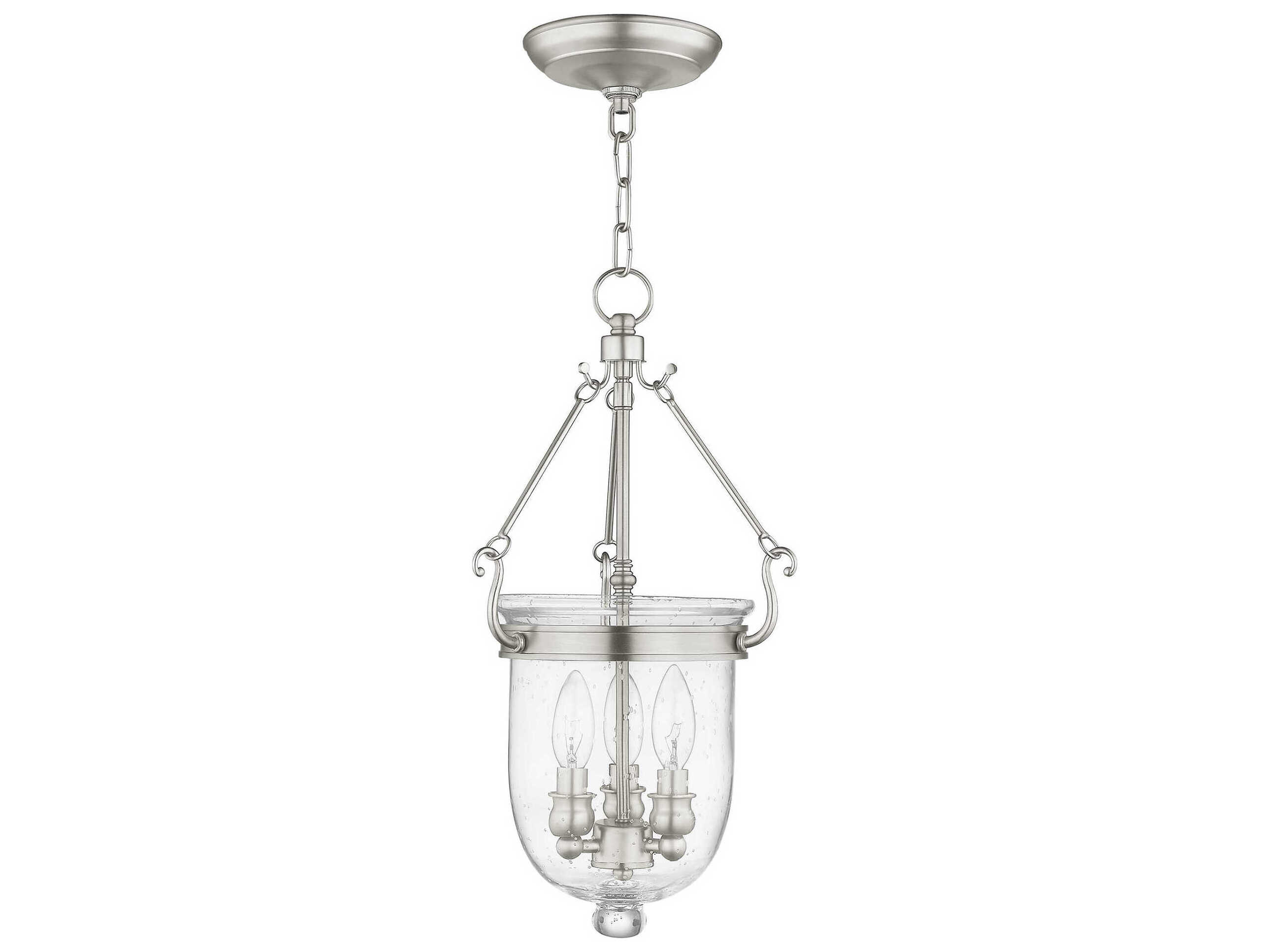 Livex Lighting Jefferson 3-Light Brushed Nickel Glass Chandelier