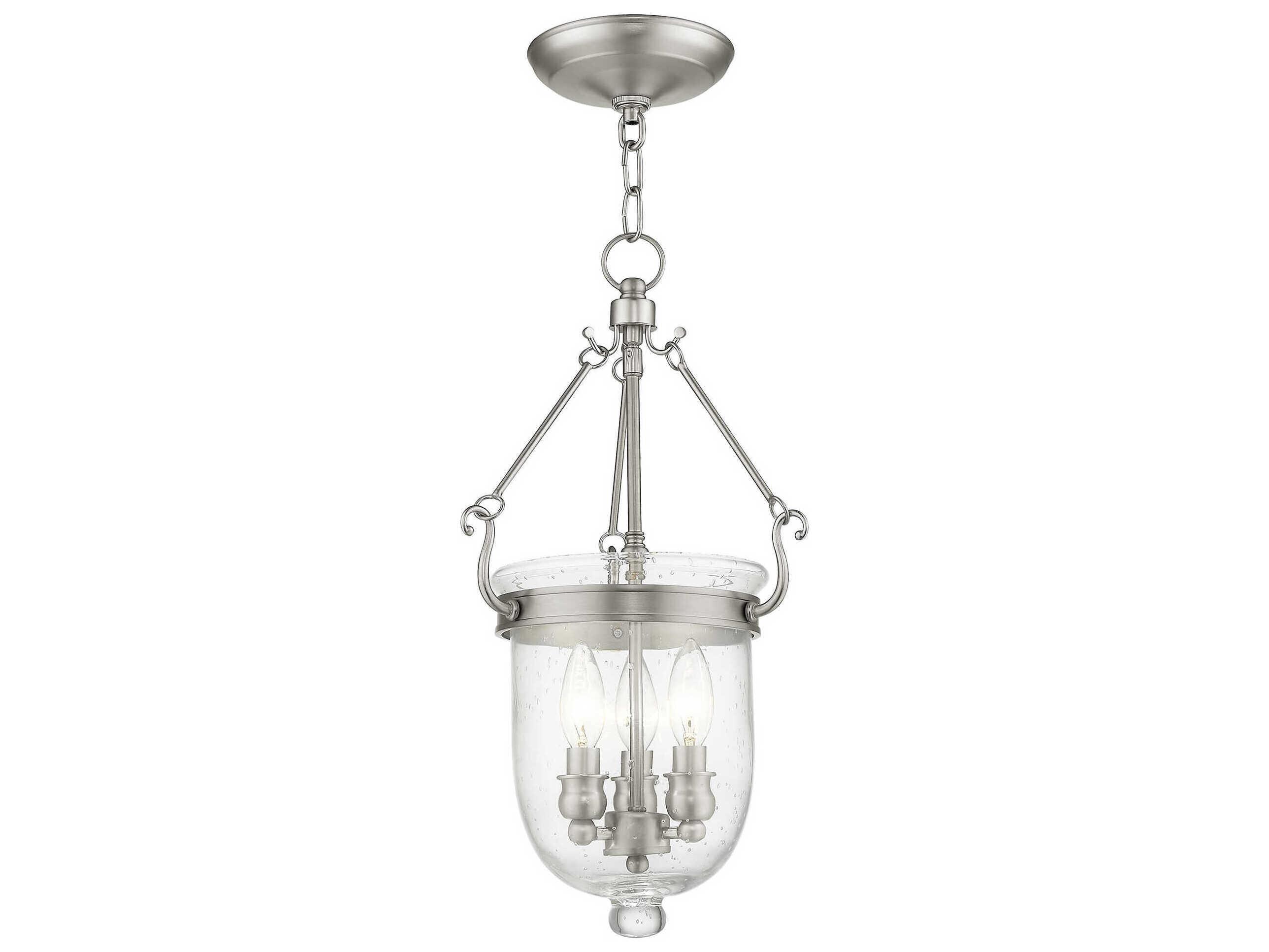 Livex Lighting Jefferson 3-Light Brushed Nickel Glass Chandelier