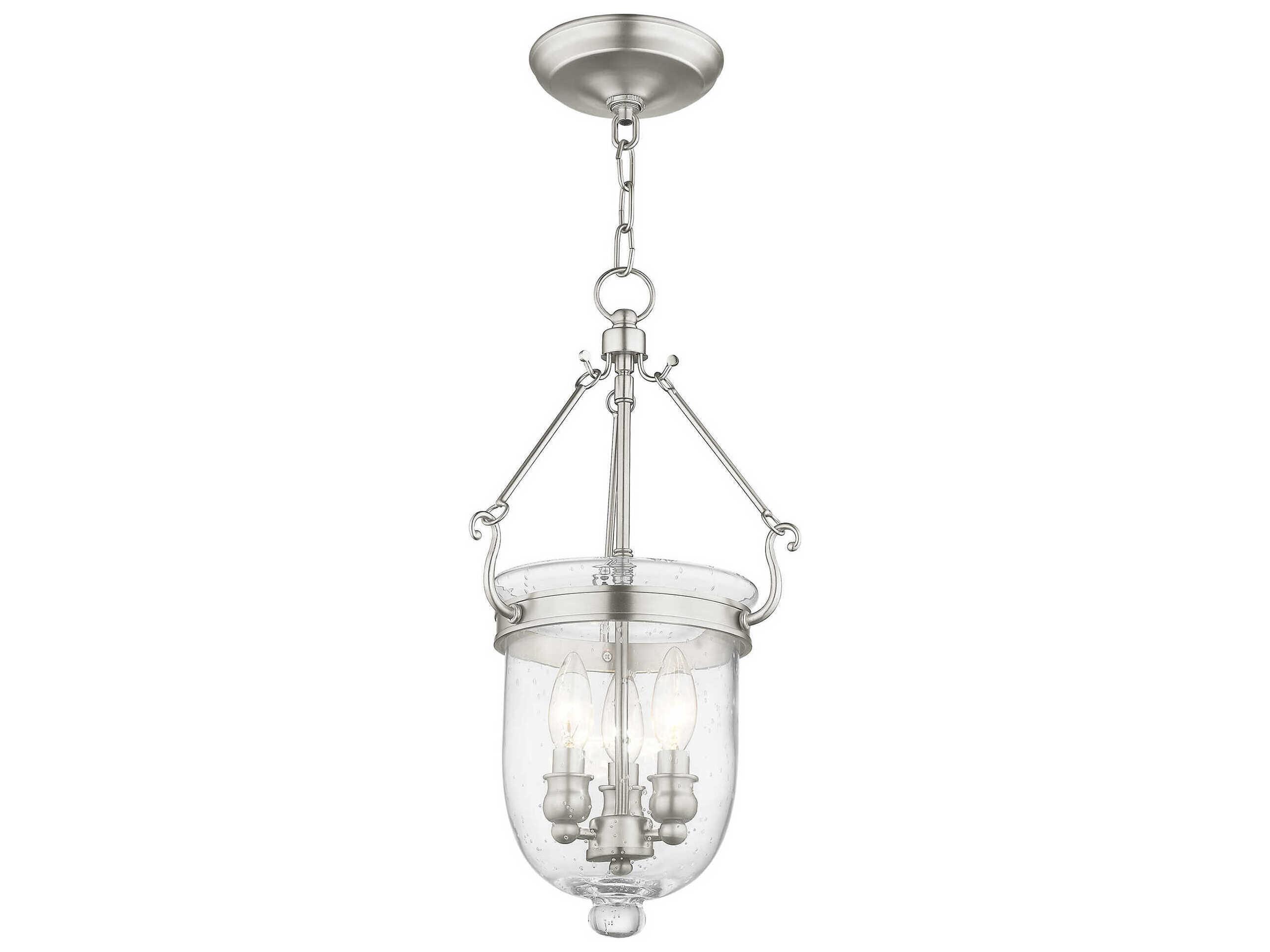 Livex Lighting Jefferson 3-Light Brushed Nickel Glass Chandelier