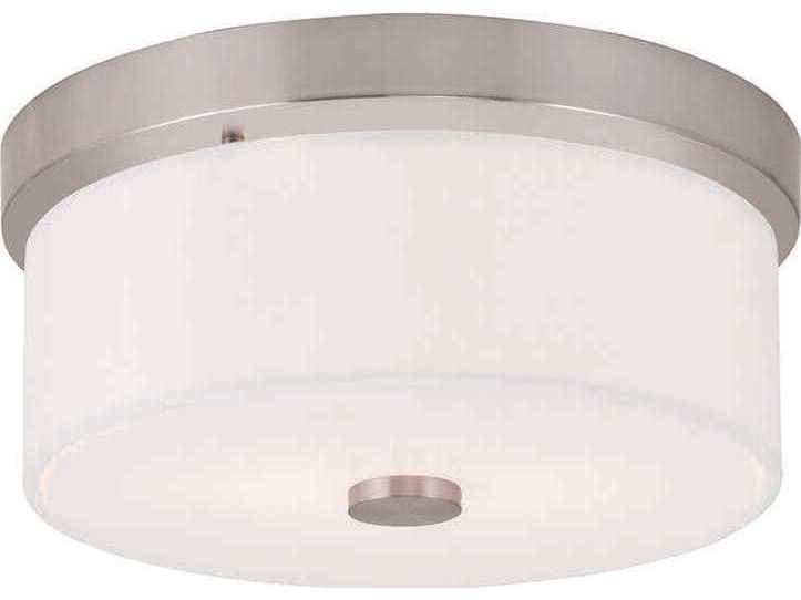 Livex Lighting Meridian 2-Light Brushed Nickel Drum Flush Mount