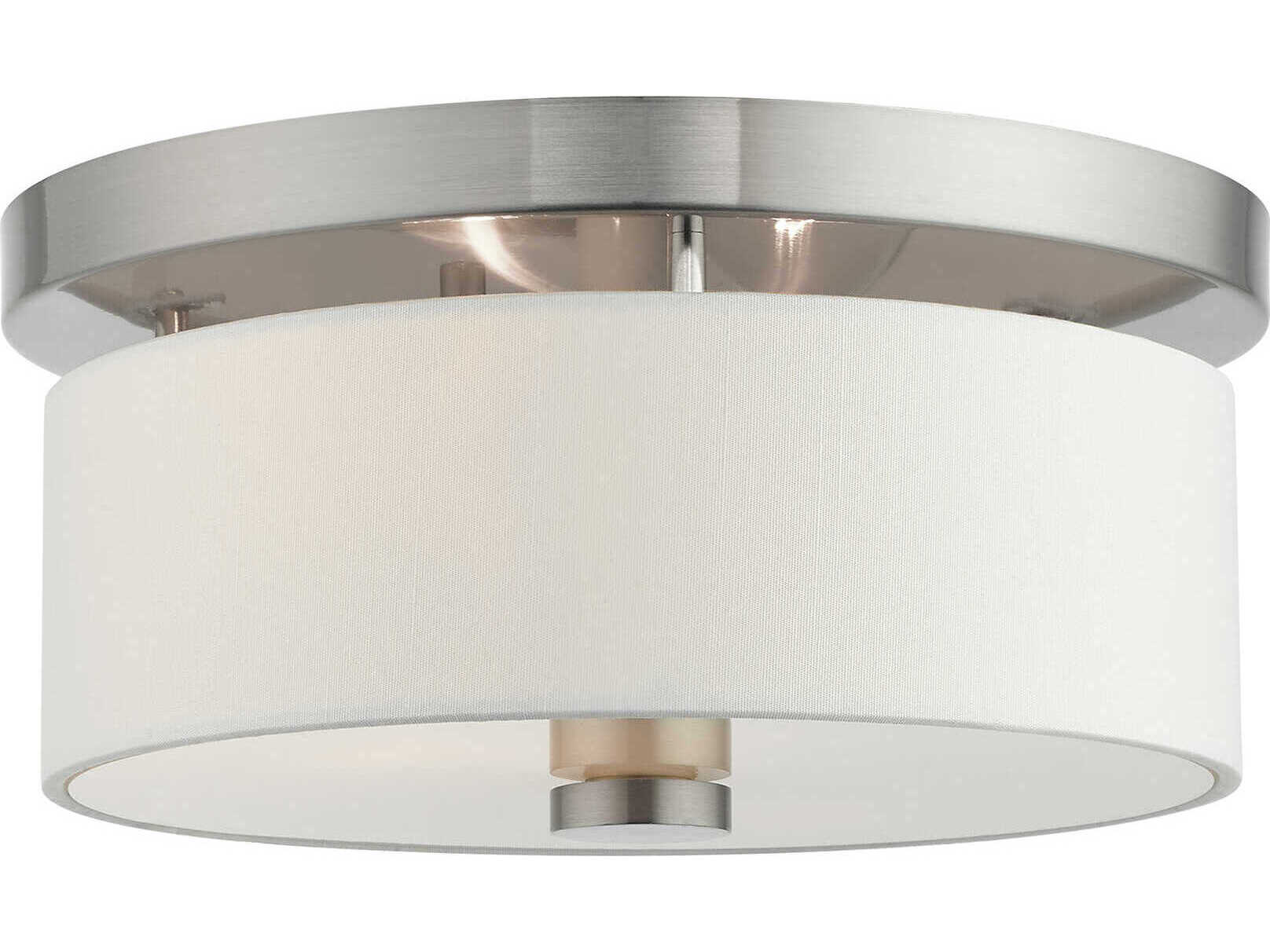 Livex Lighting Meridian 2-Light Brushed Nickel Drum Flush Mount
