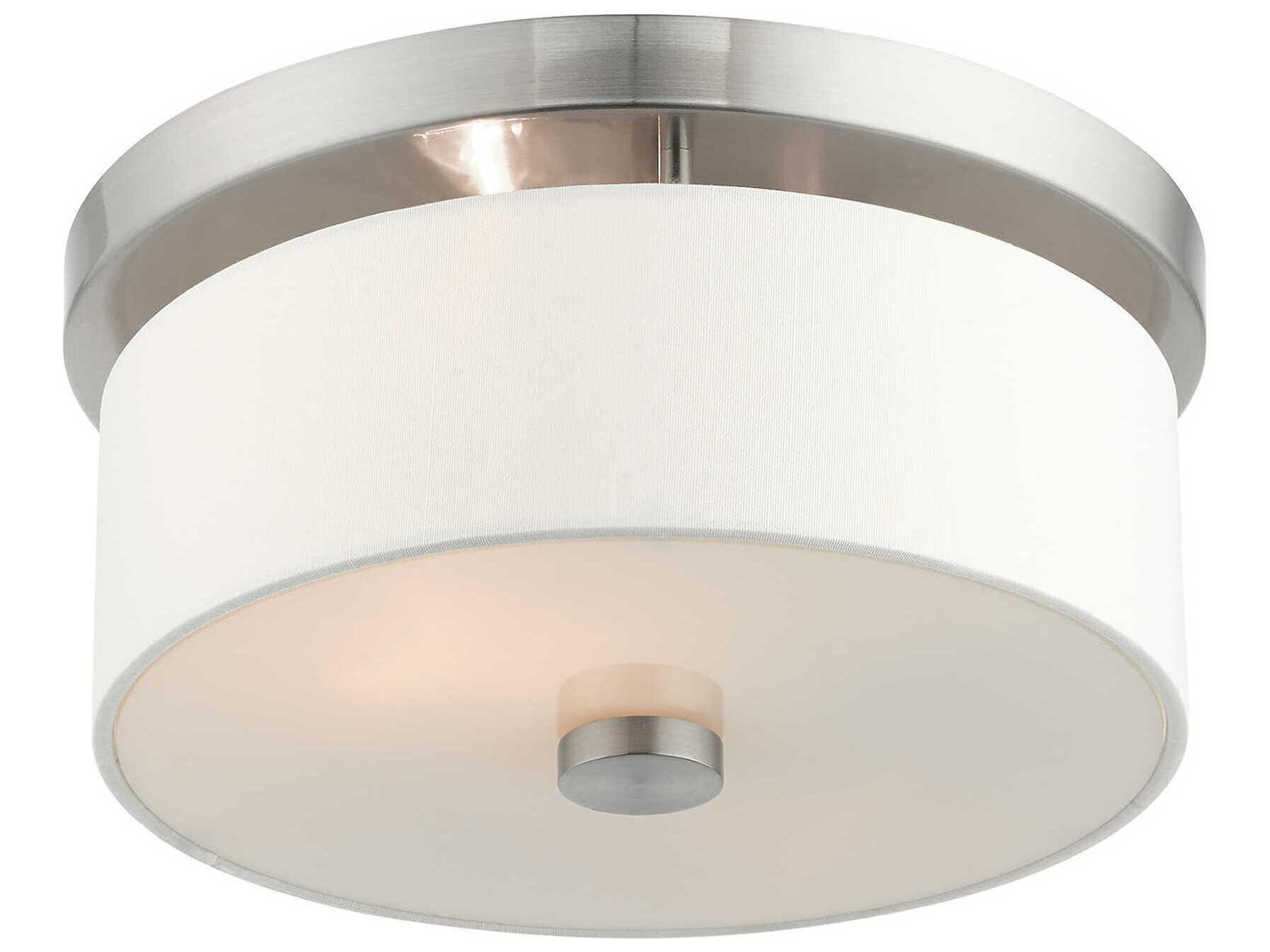 Livex Lighting Meridian 2-Light Brushed Nickel Drum Flush Mount