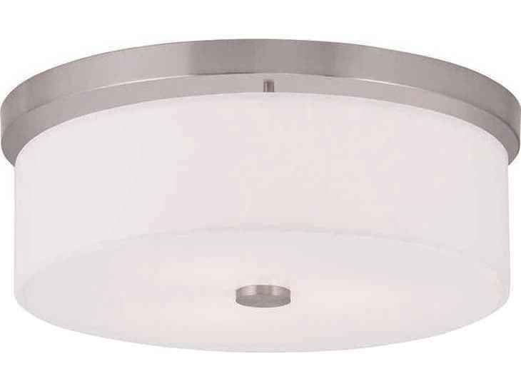 Livex Lighting Meridian 3-Light Brushed Nickel Drum Flush Mount