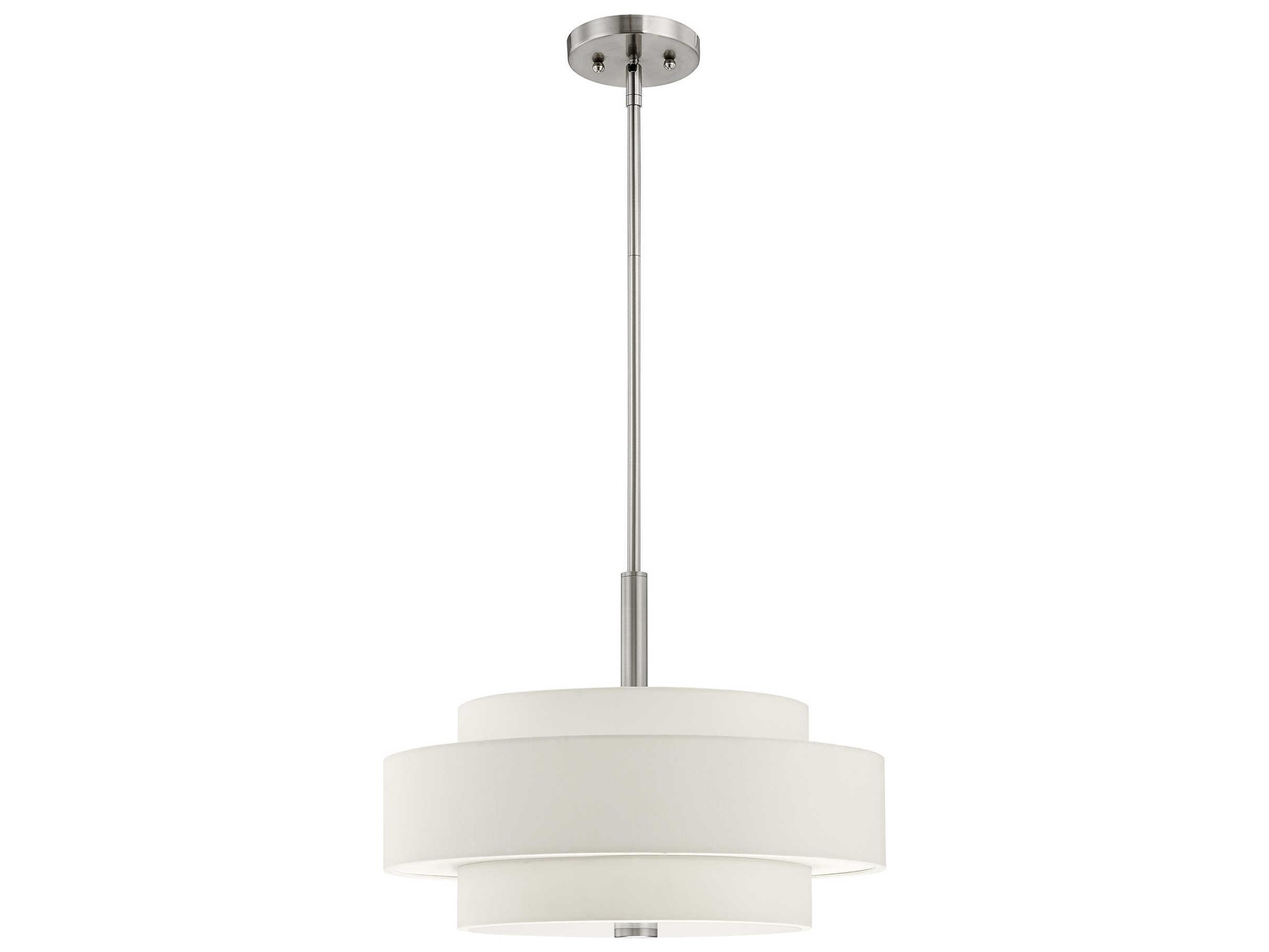 Livex Lighting Meridian 4-Light Brushed Nickel Cylinder Drum Pendant
