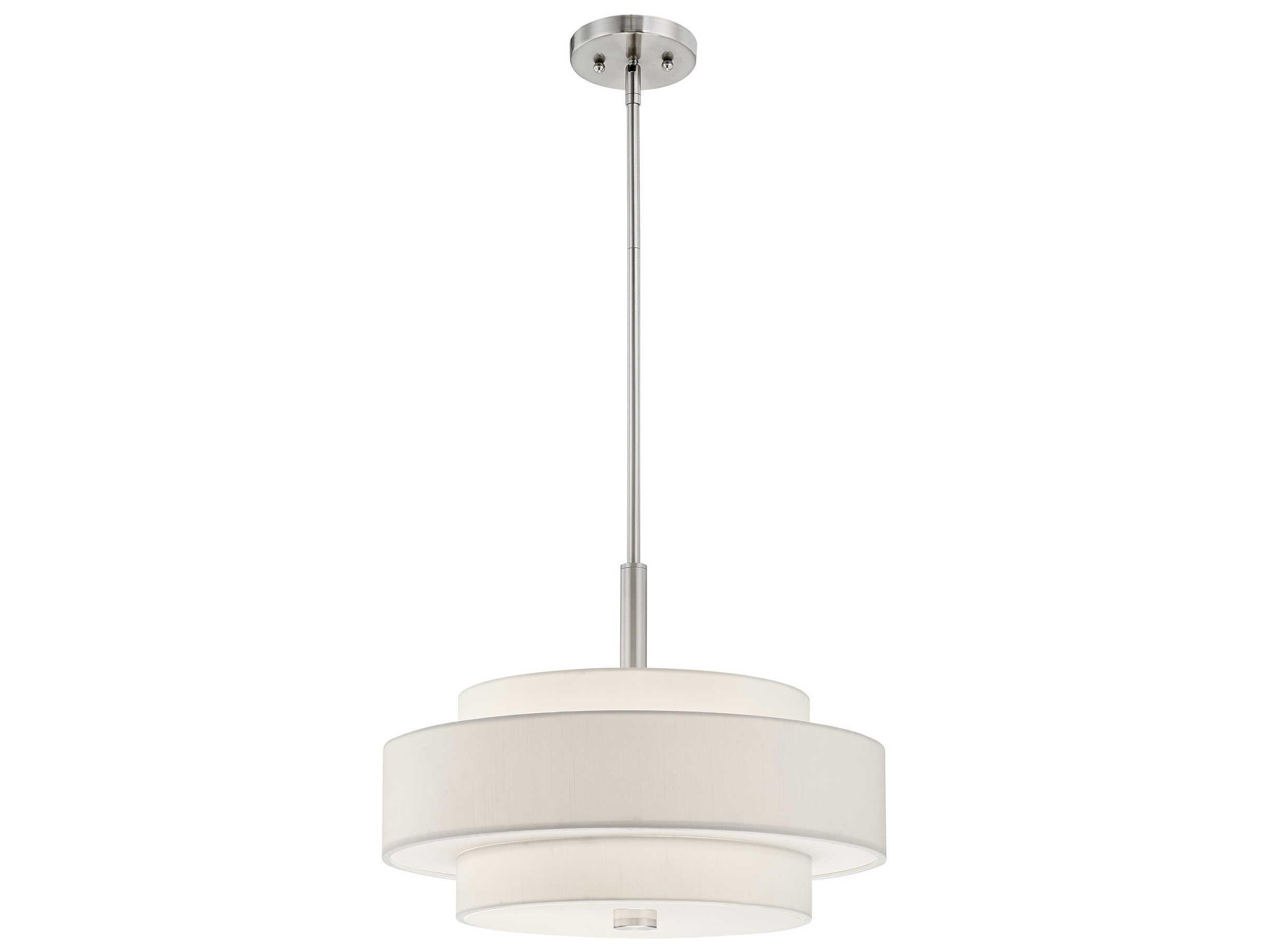 Livex Lighting Meridian 4-Light Brushed Nickel Cylinder Drum Pendant