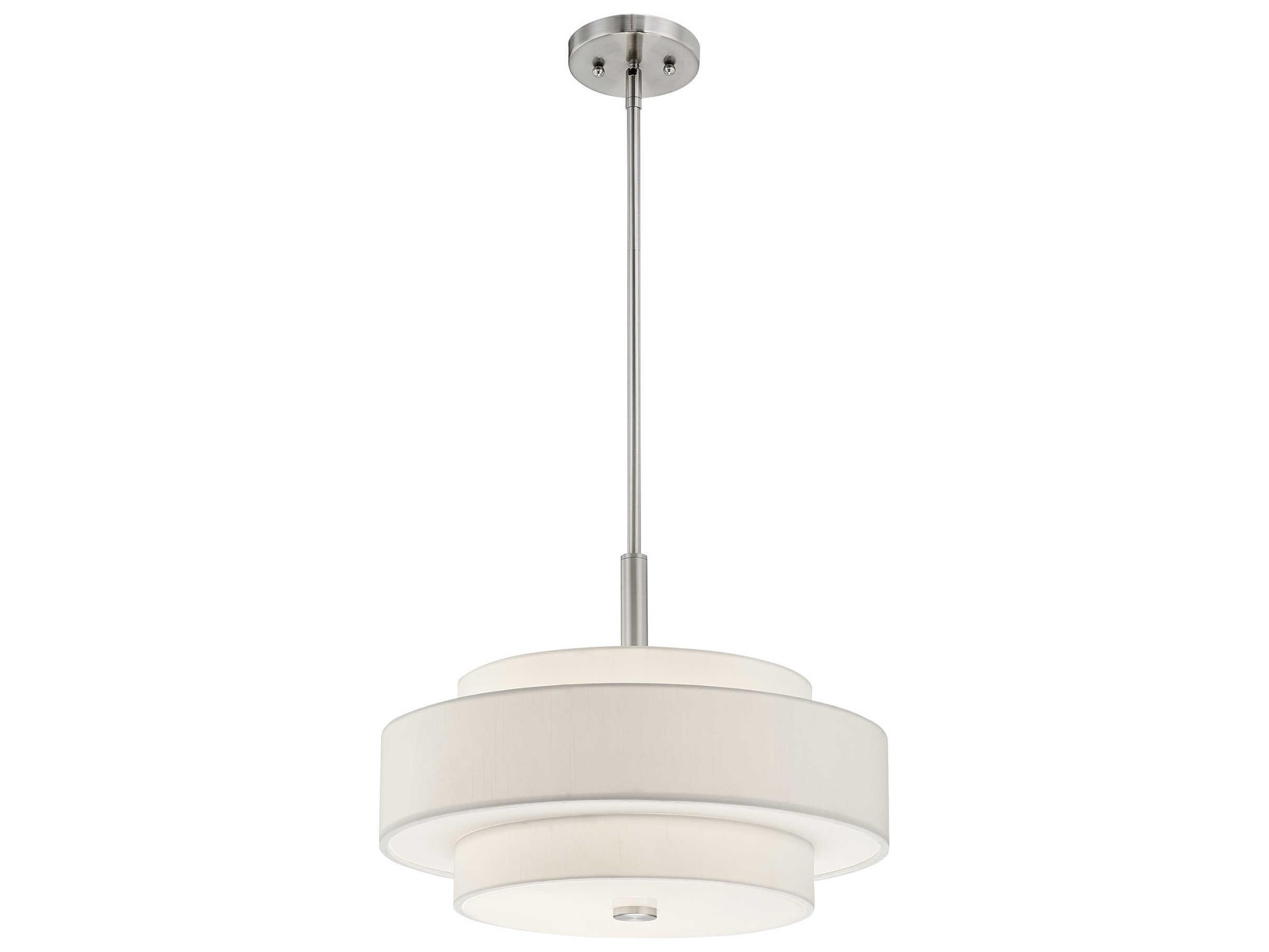 Livex Lighting Meridian 4-Light Brushed Nickel Cylinder Drum Pendant