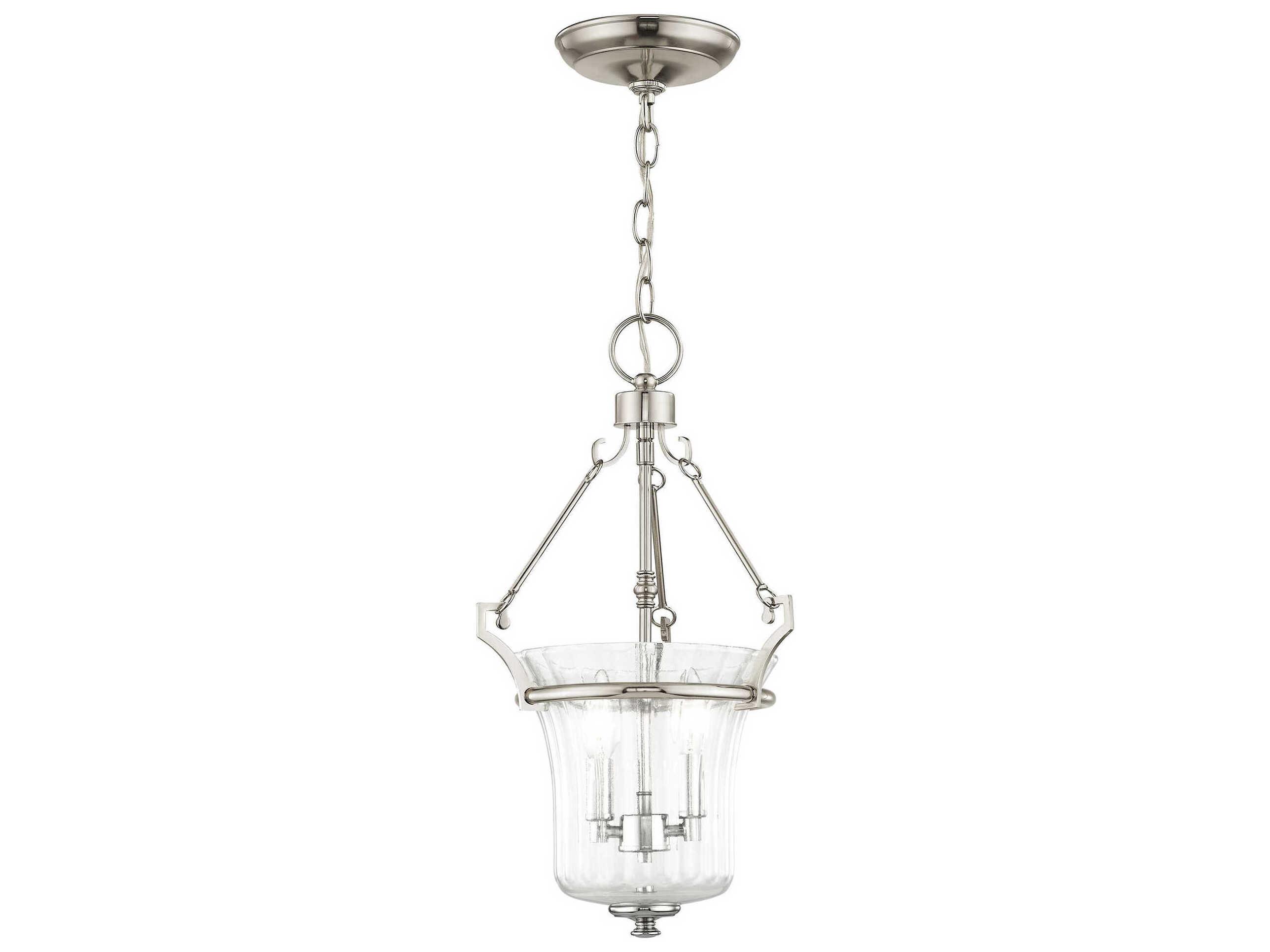 Livex Lighting Cortland 2-Light Polished Nickel Glass Candelabra Chandelier