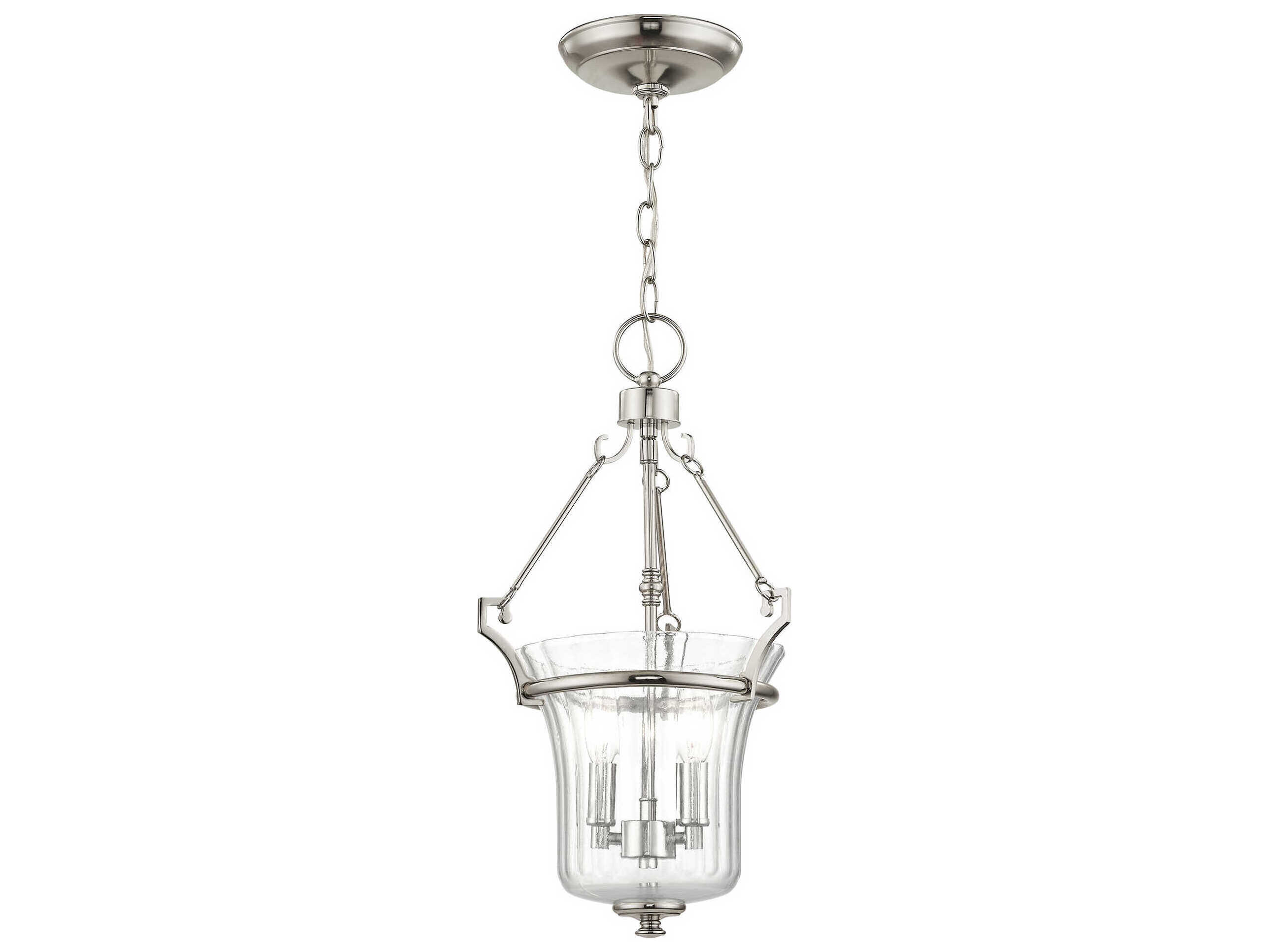 Livex Lighting Cortland 2-Light Polished Nickel Glass Candelabra Chandelier