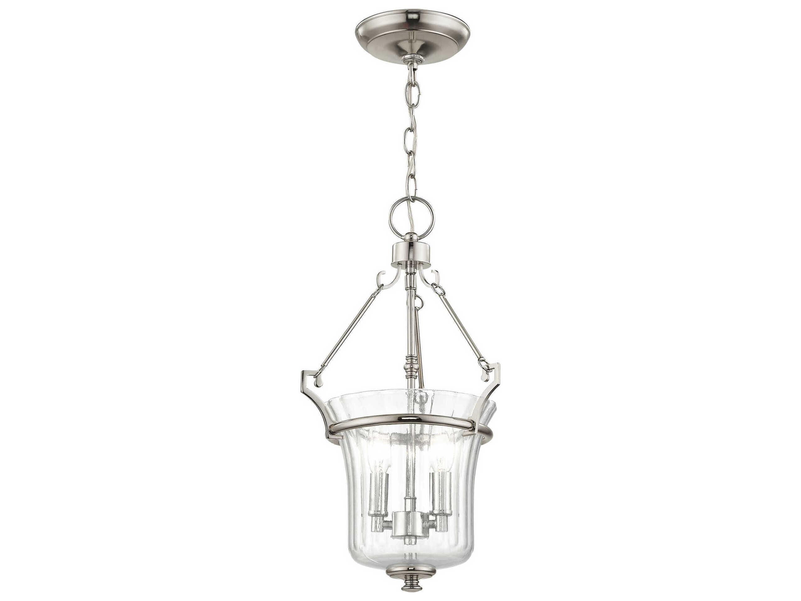 Livex Lighting Cortland 2-Light Polished Nickel Glass Candelabra Chandelier