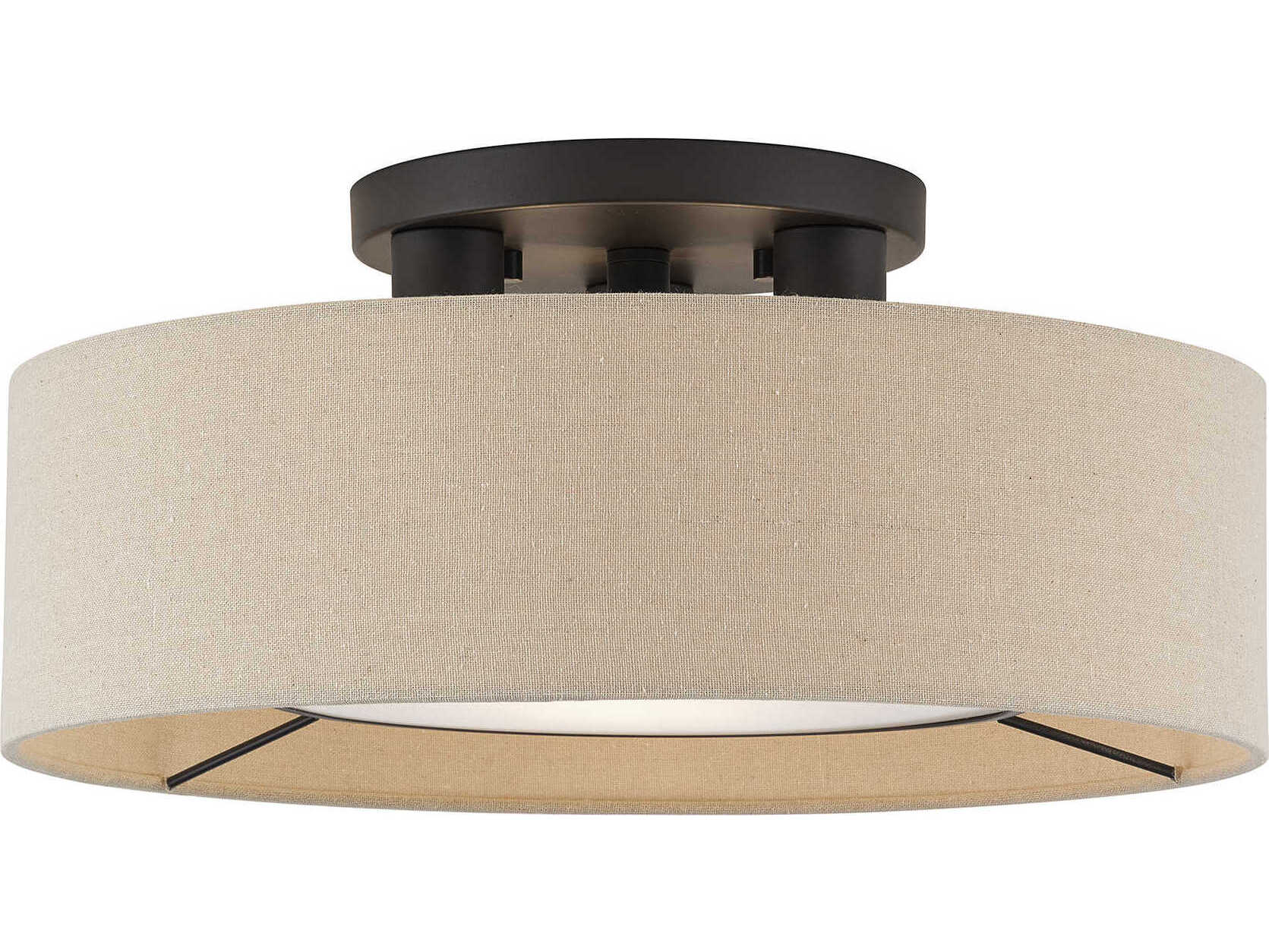 Livex Lighting Ellsworth 3-Light Bronze Drum Semi Flush Mount