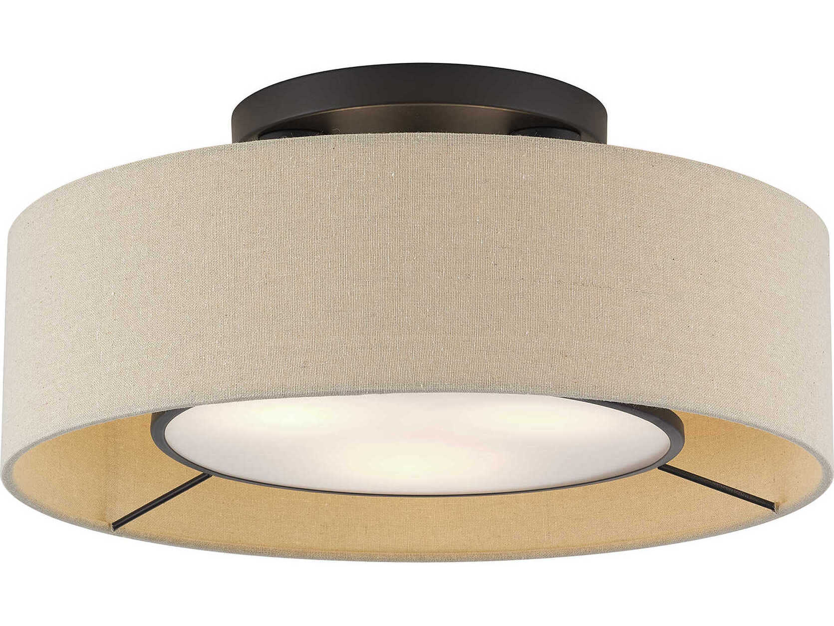 Livex Lighting Ellsworth 3-Light Bronze Drum Semi Flush Mount