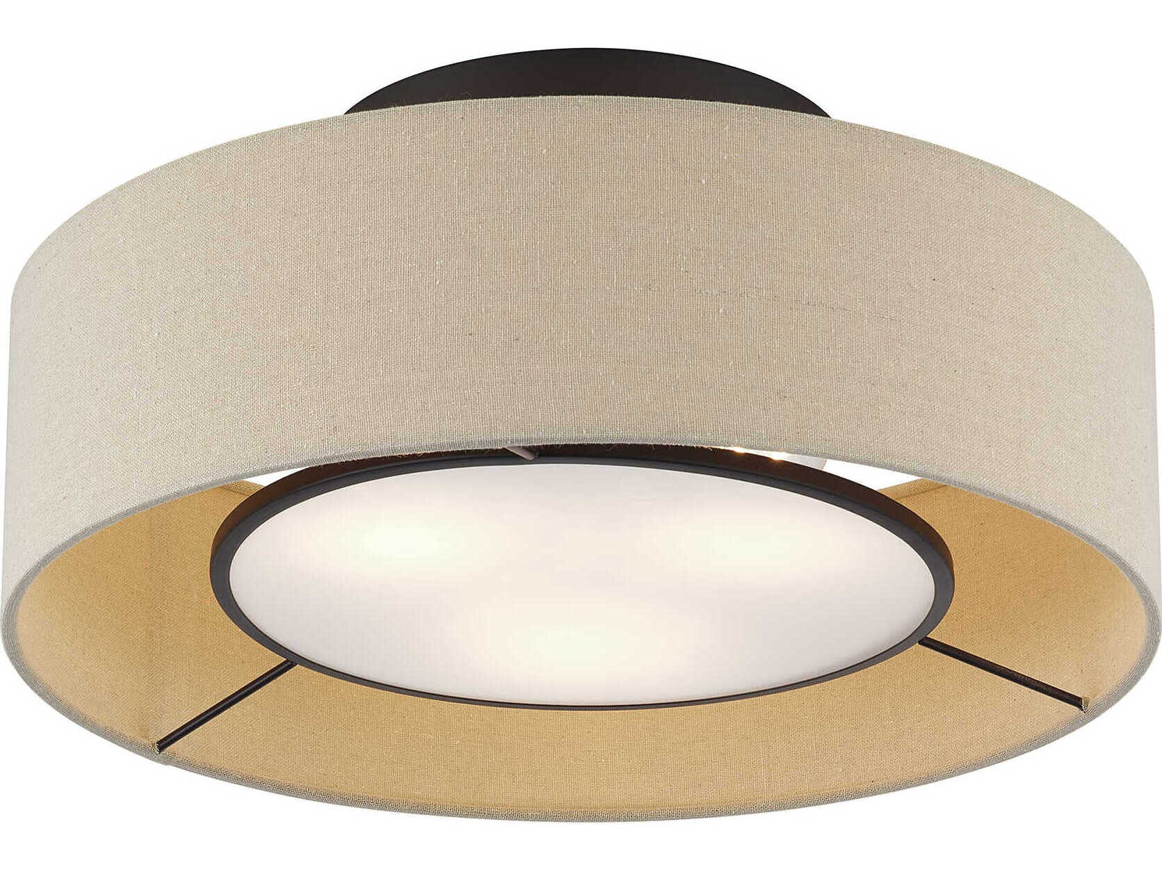 Livex Lighting Ellsworth 3-Light Bronze Drum Semi Flush Mount