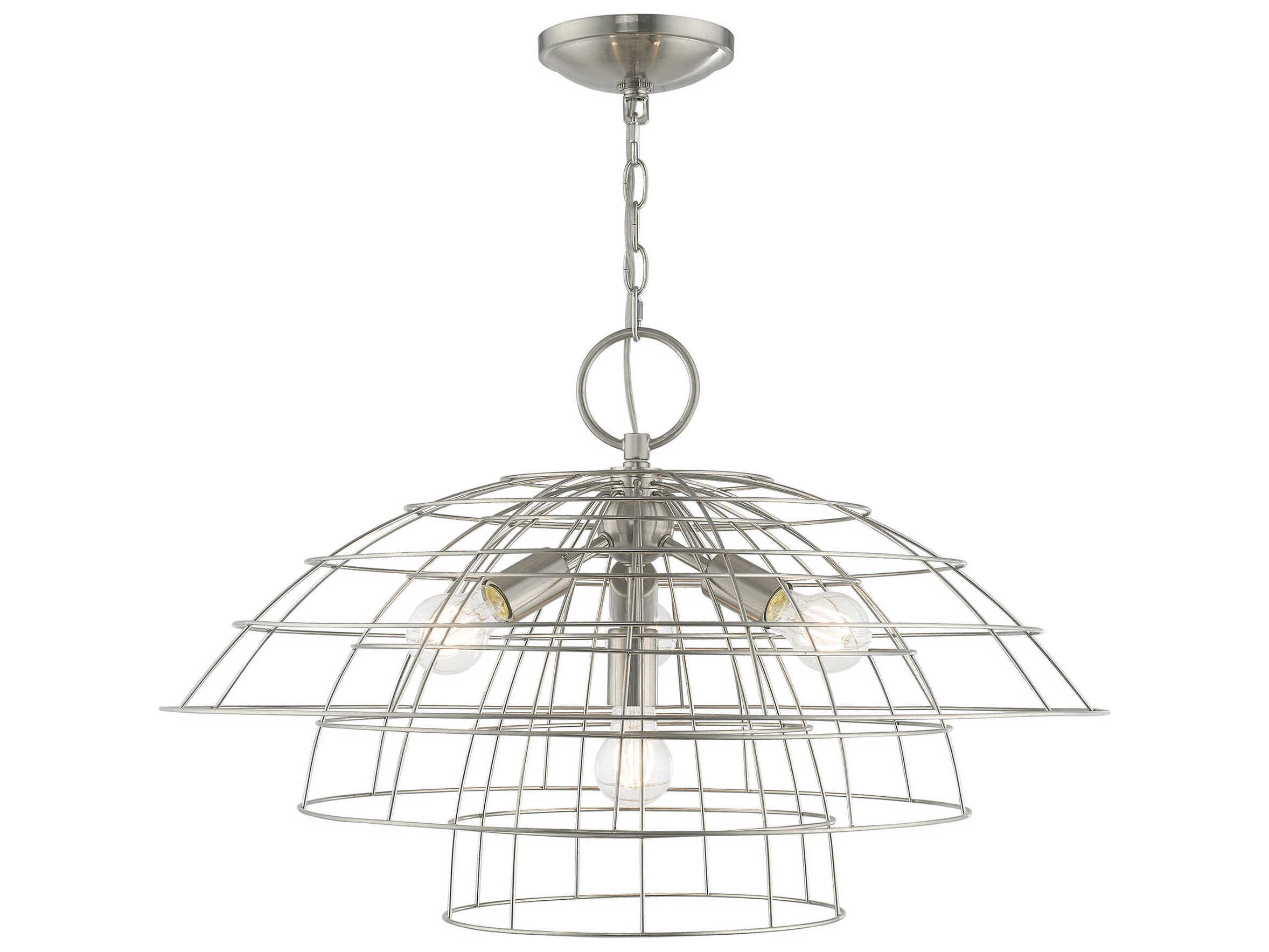 Livex Lighting Brooklyn 4-Light Brushed Nickel Dome Pendant