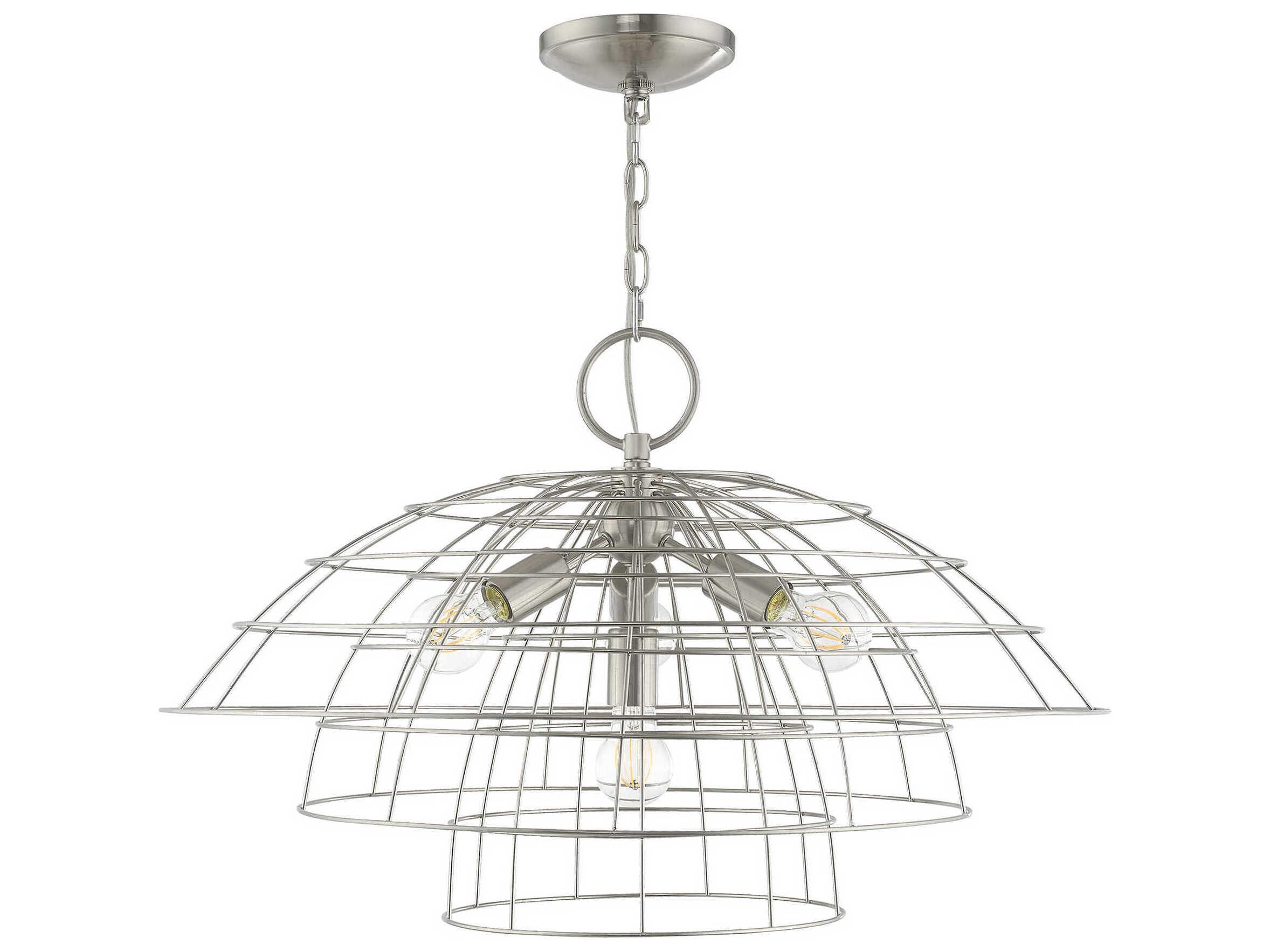 Livex Lighting Brooklyn 4-Light Brushed Nickel Dome Pendant