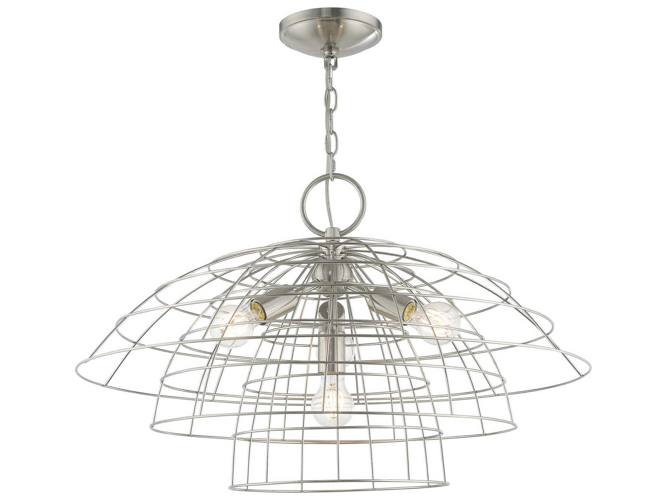 Livex Lighting Brooklyn 4-Light Brushed Nickel Dome Pendant