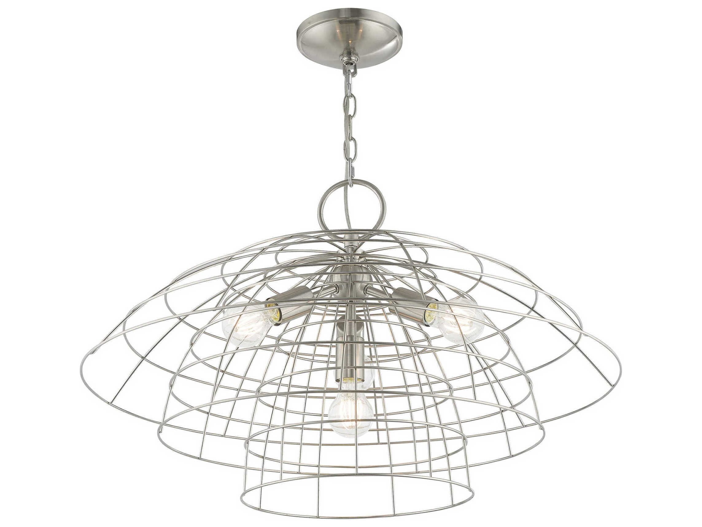 Livex Lighting Brooklyn 4-Light Brushed Nickel Dome Pendant