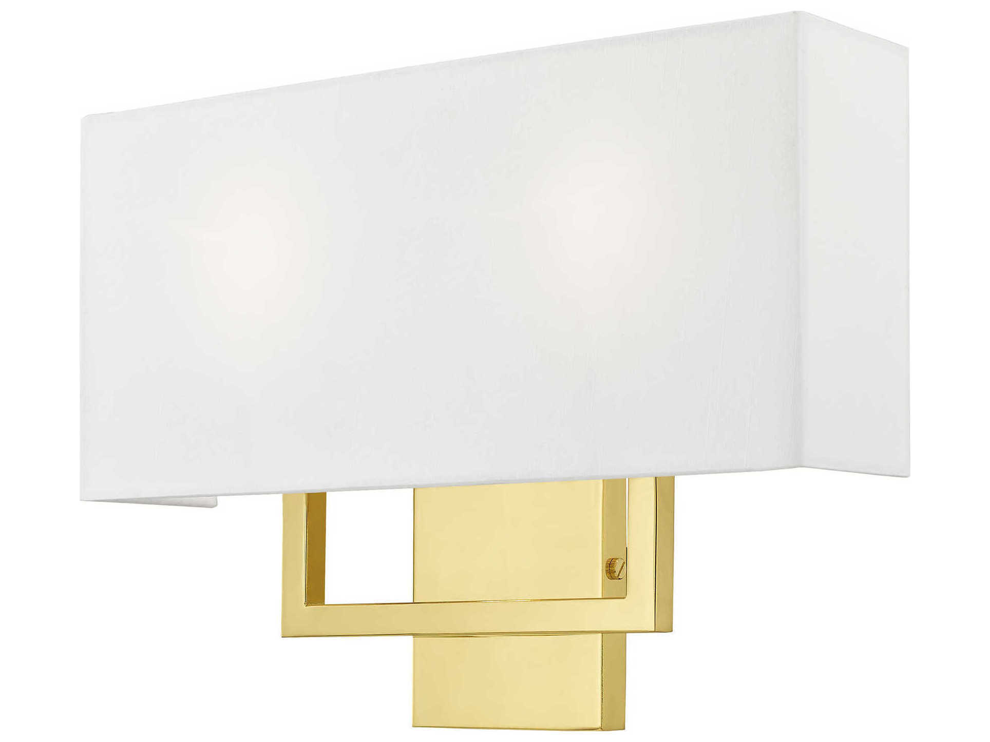 Livex Lighting Pierson 2-Light Polished Brass White Wall Sconce