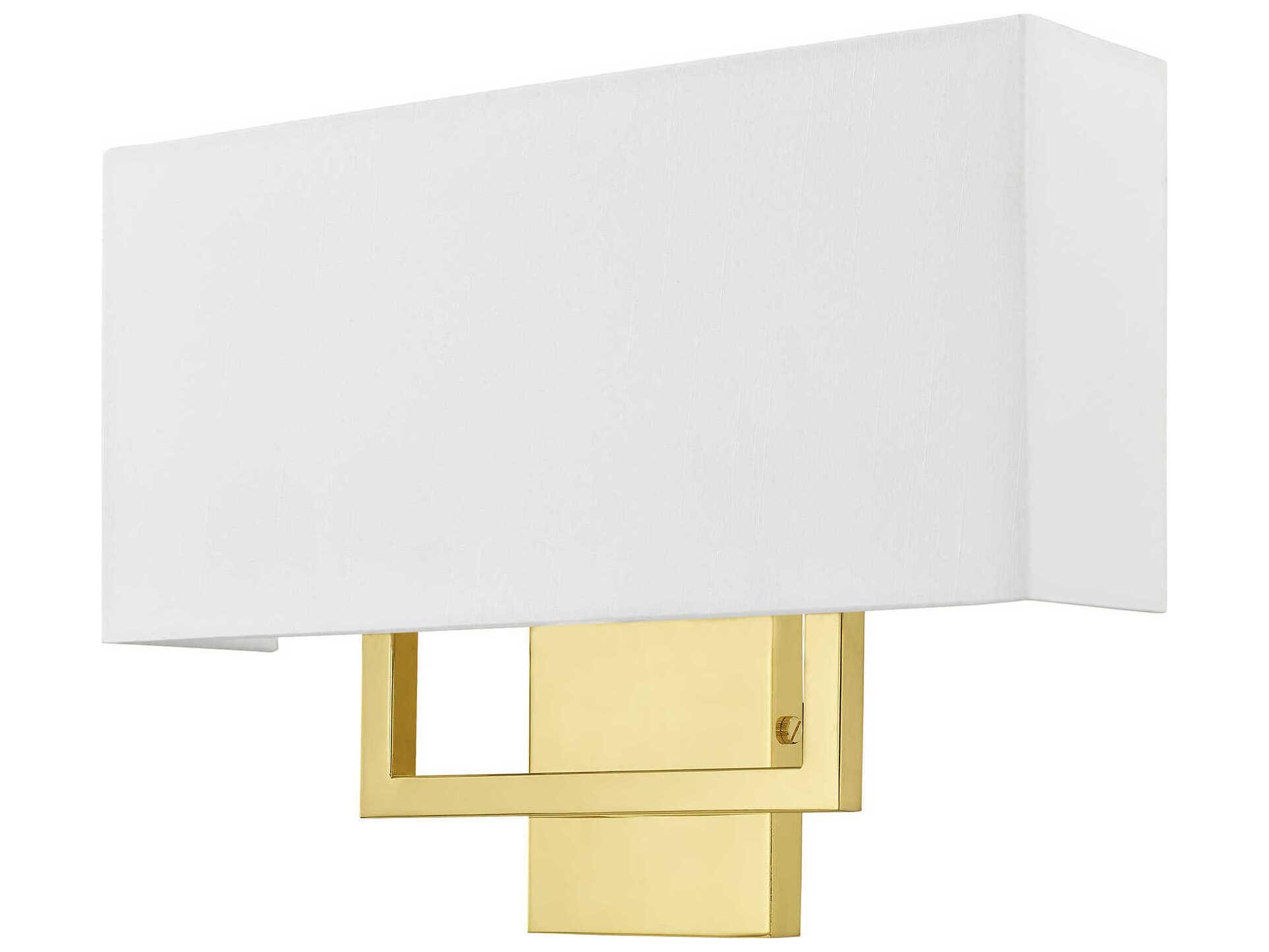 Livex Lighting Pierson 2-Light Polished Brass White Wall Sconce