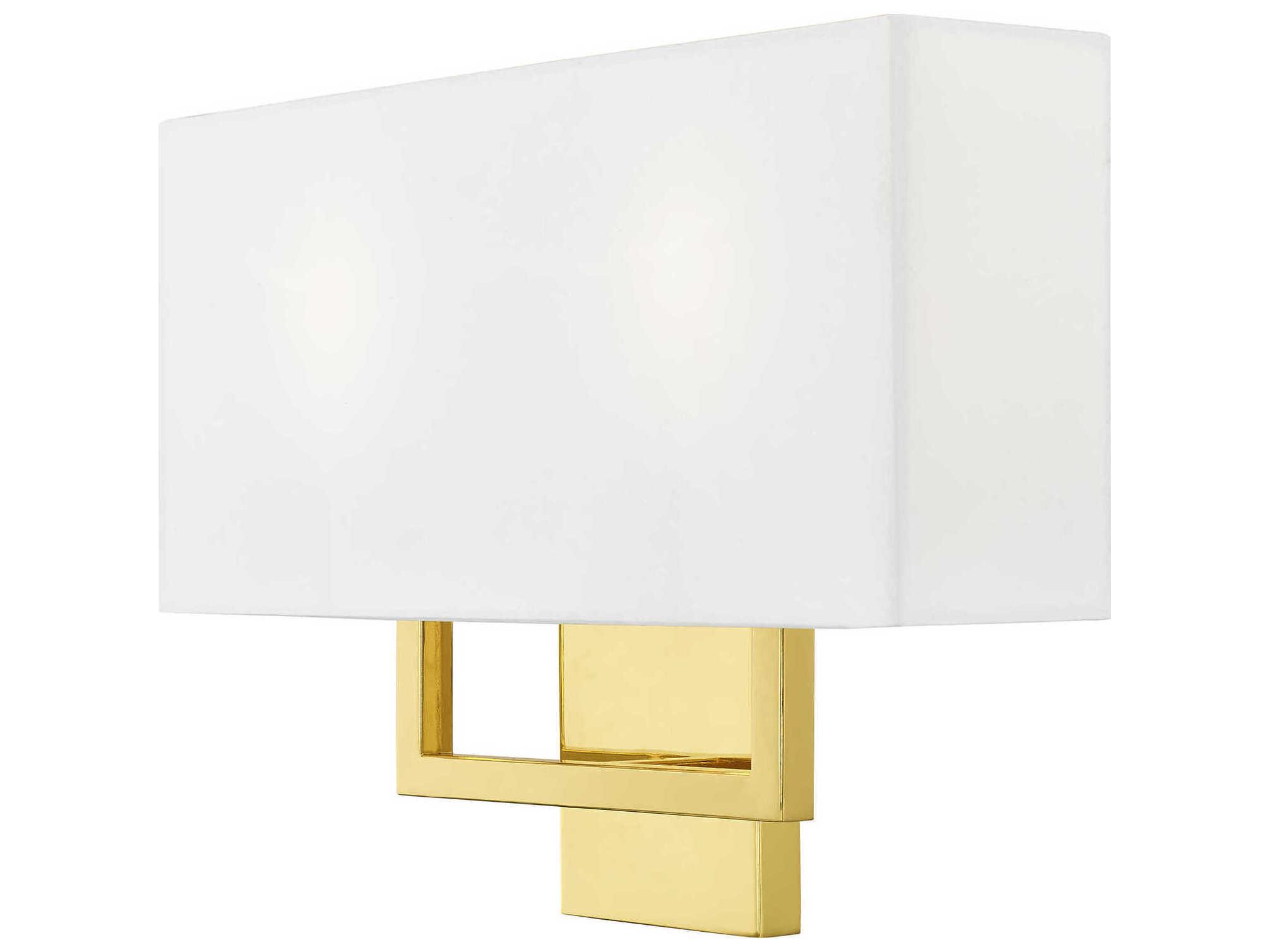 Livex Lighting Pierson 2-Light Polished Brass White Wall Sconce