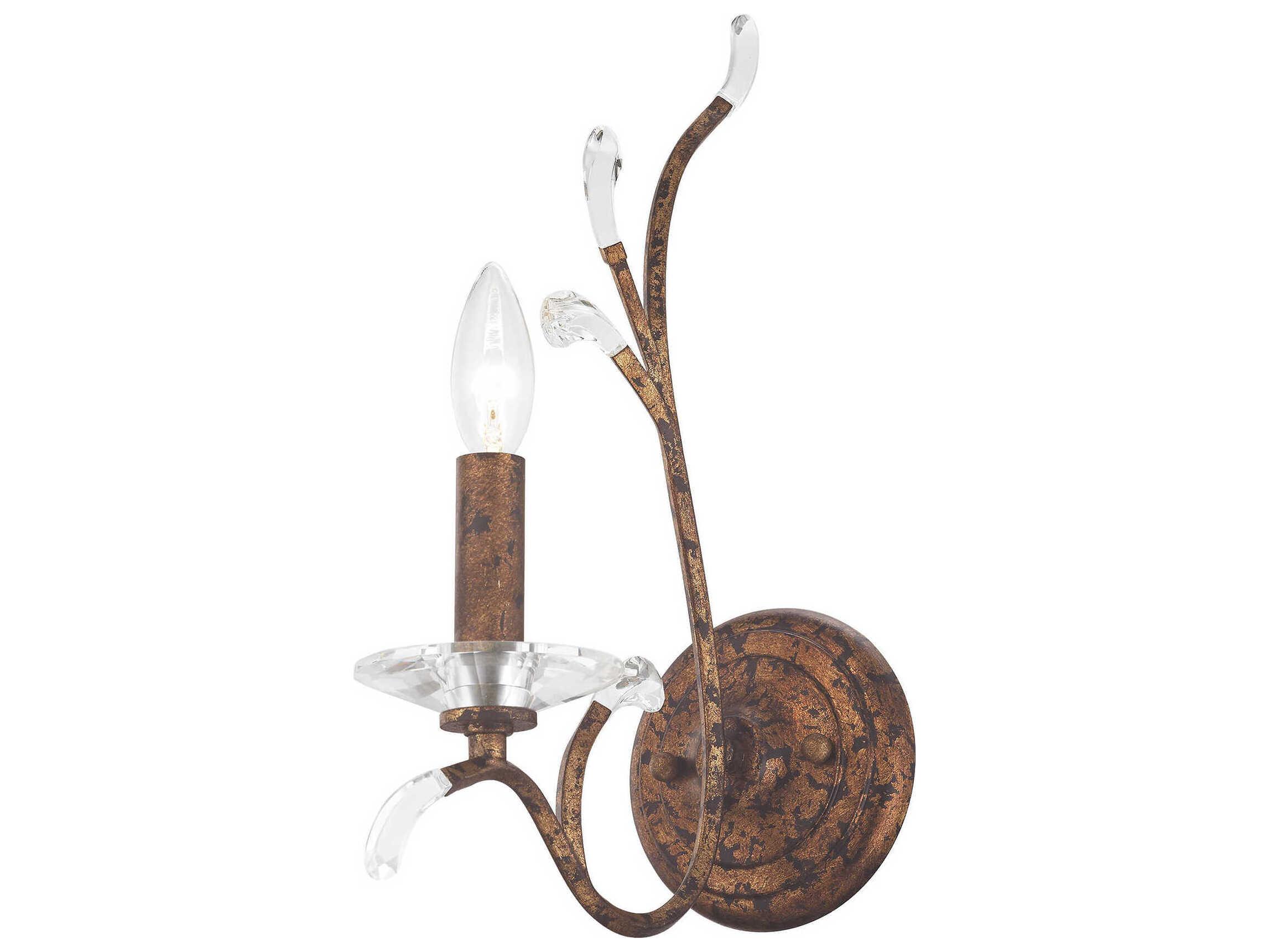 Livex Lighting Serafina 1-Light Hand Applied Venetian Golden Bronze Crystal Wall Sconce
