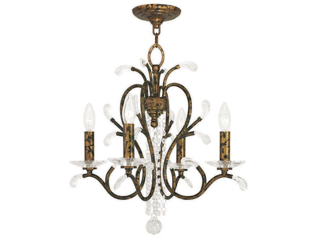 Livex Lighting Serafina 4-Light Hand Applied Venetian Golden Bronze Candelabra Chandelier