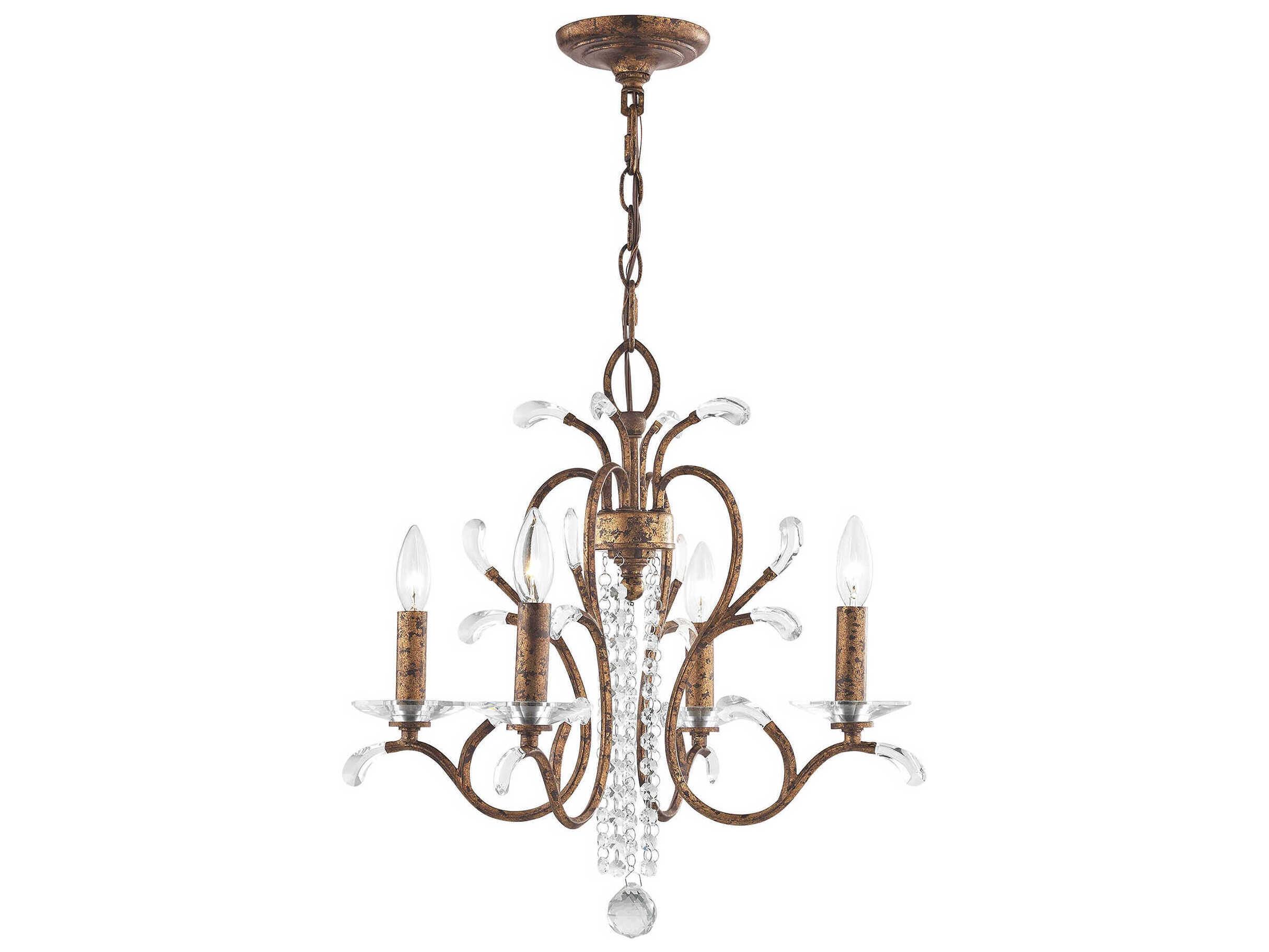 Livex Lighting Serafina 4-Light Hand Applied Venetian Golden Bronze Candelabra Chandelier