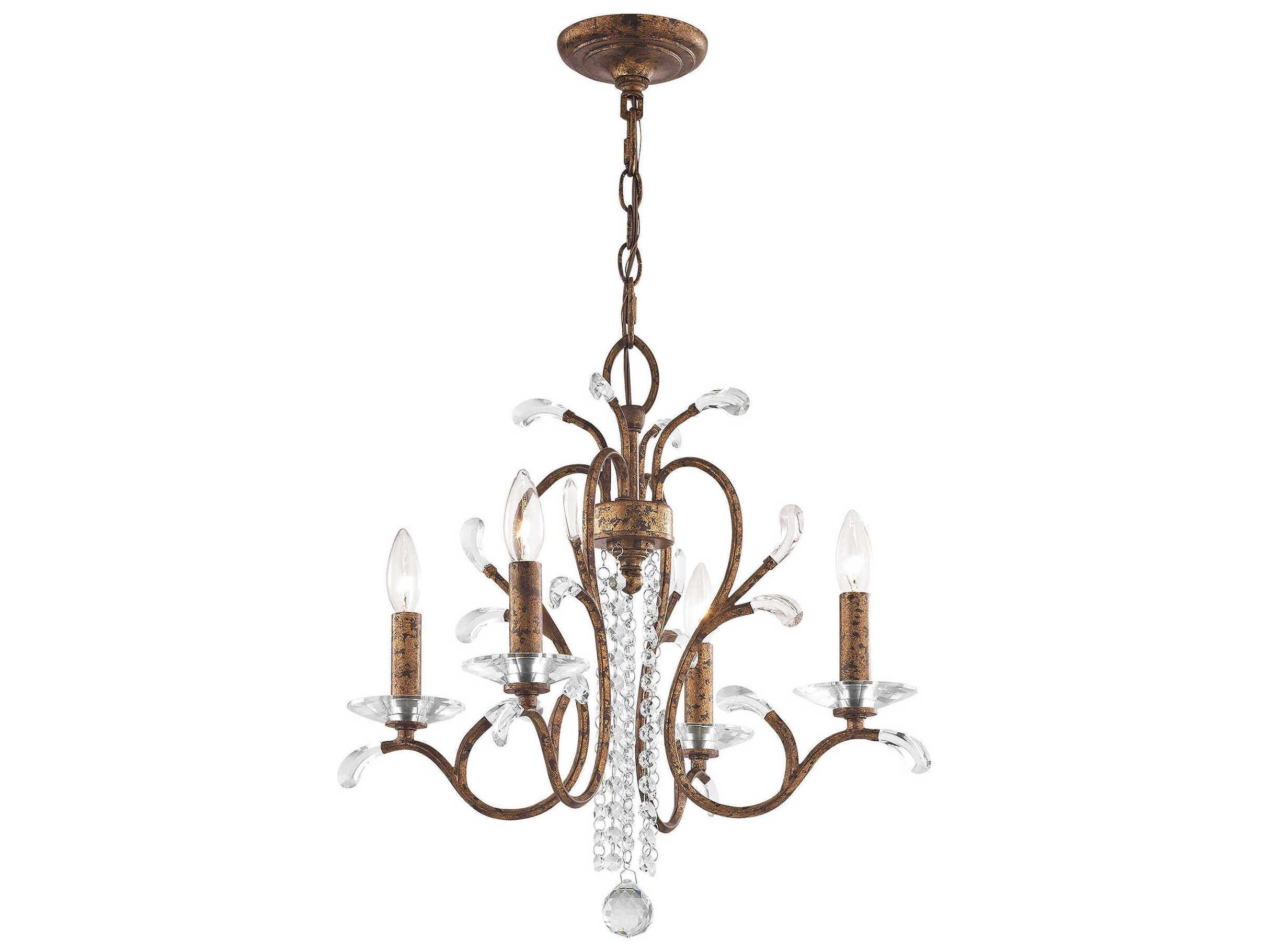 Livex Lighting Serafina 4-Light Hand Applied Venetian Golden Bronze Candelabra Chandelier