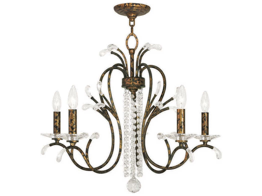 Livex Lighting Serafina 5-Light Hand Applied Venetian Golden Bronze Crystal Candelabra Chandelier