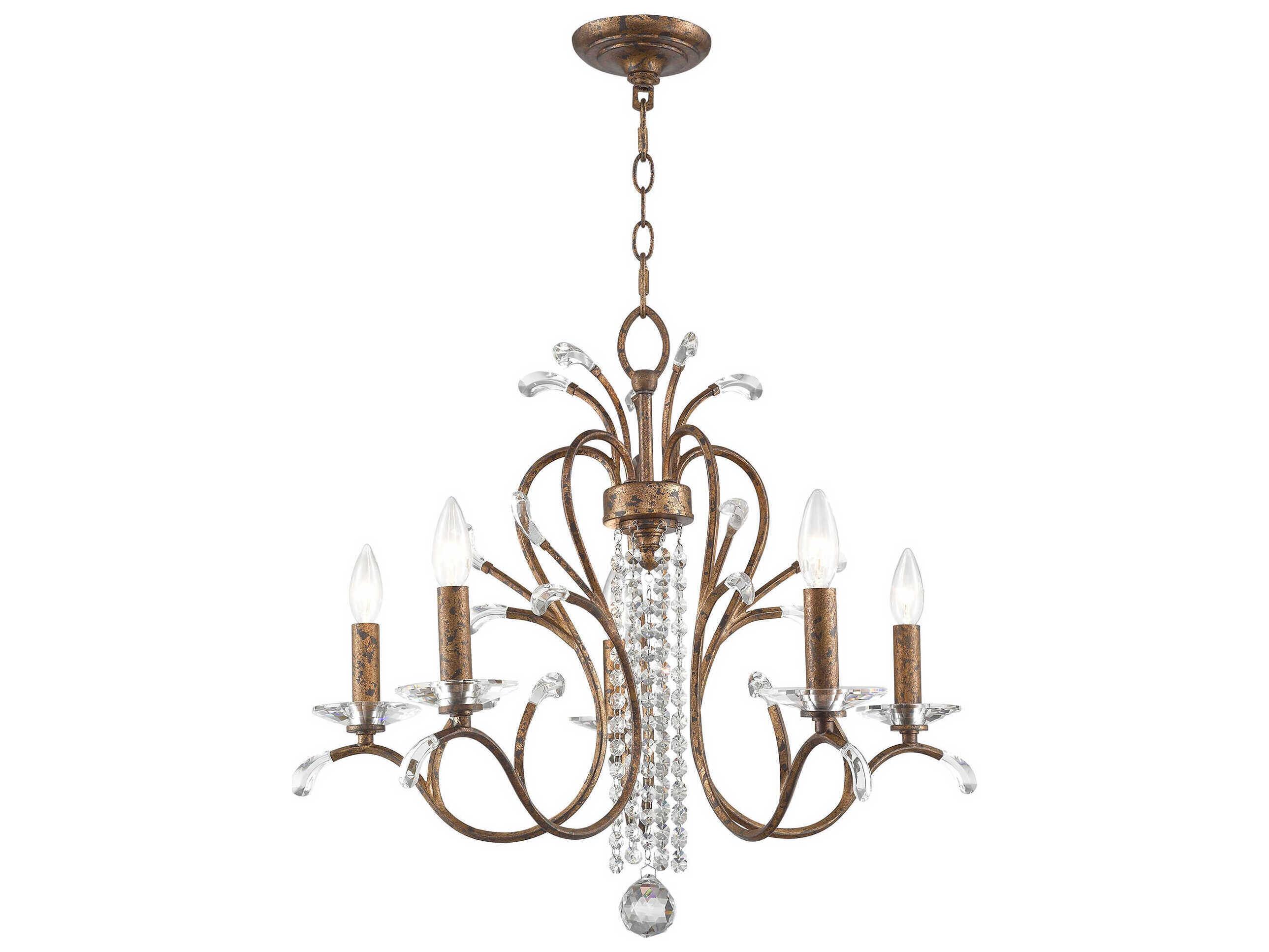 Livex Lighting Serafina 5-Light Hand Applied Venetian Golden Bronze Crystal Candelabra Chandelier
