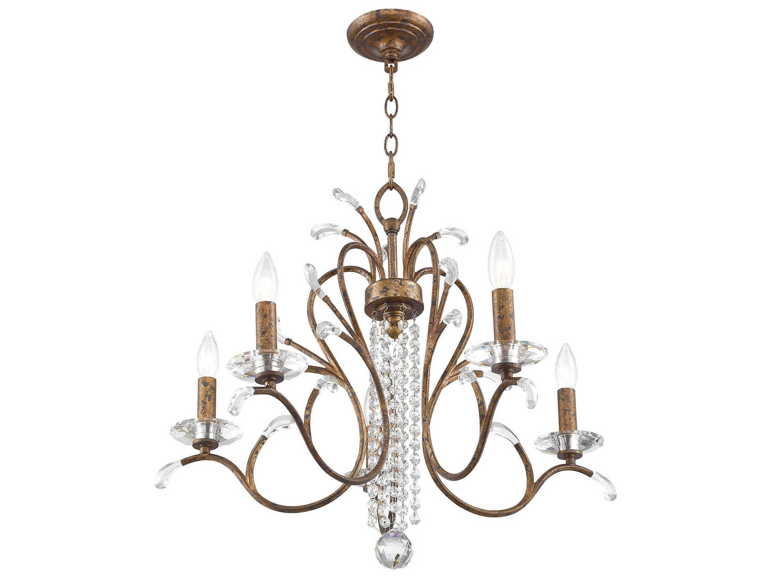 Livex Lighting Serafina 5-Light Hand Applied Venetian Golden Bronze Crystal Candelabra Chandelier