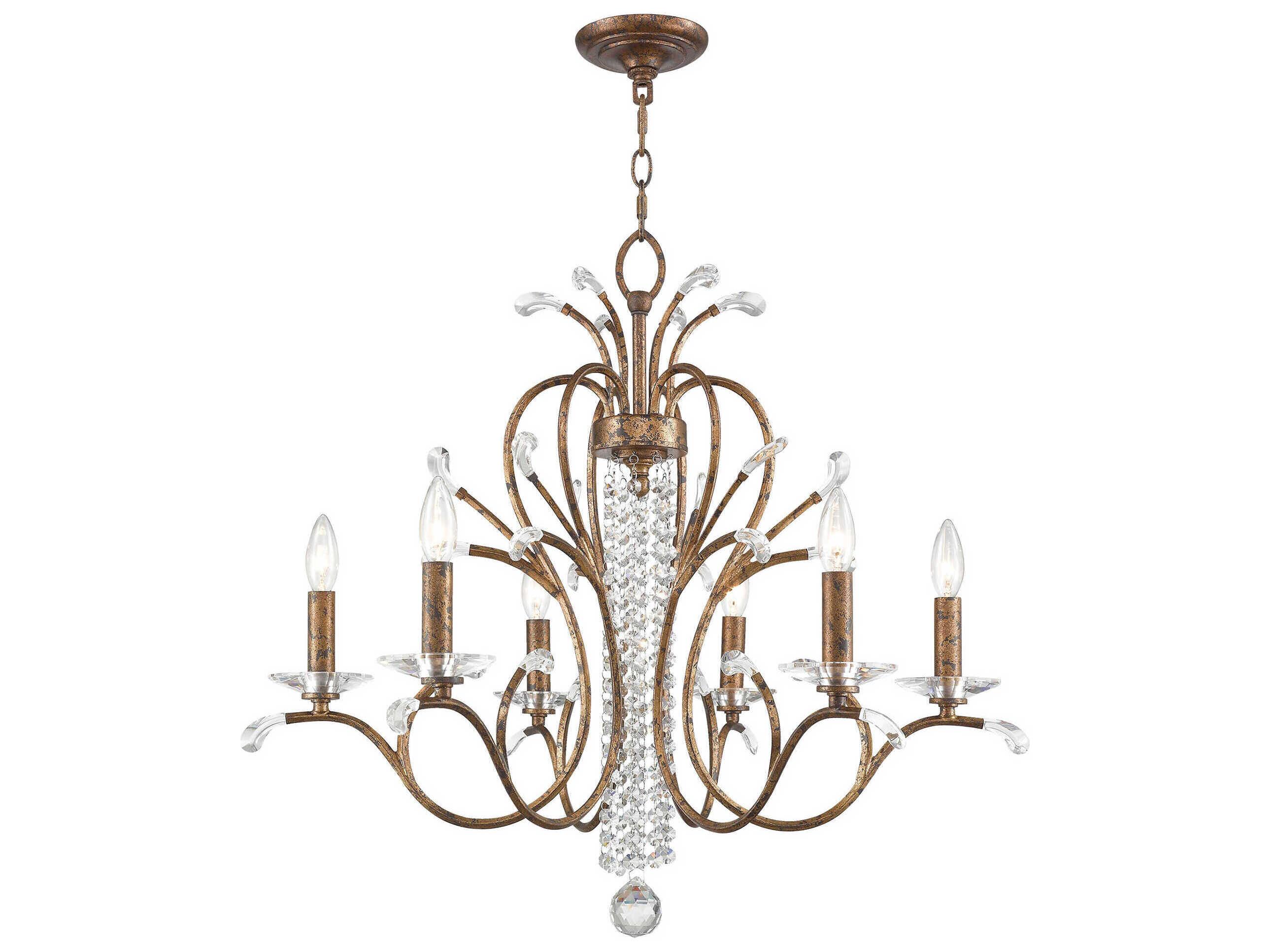 Livex Lighting Serafina 6-Light Hand Applied Venetian Golden Bronze Crystal Candelabra Chandelier
