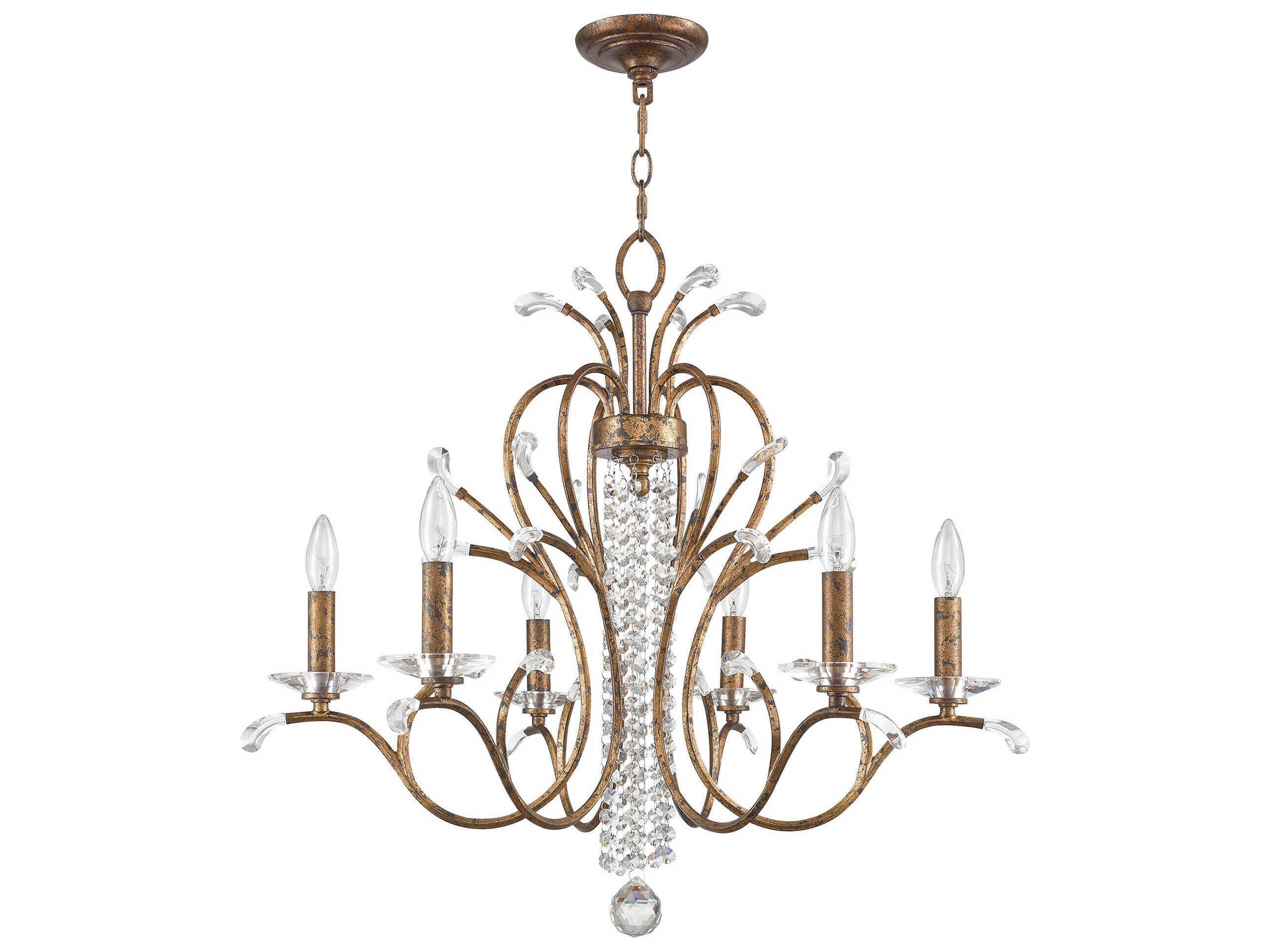 Livex Lighting Serafina 6-Light Hand Applied Venetian Golden Bronze Crystal Candelabra Chandelier