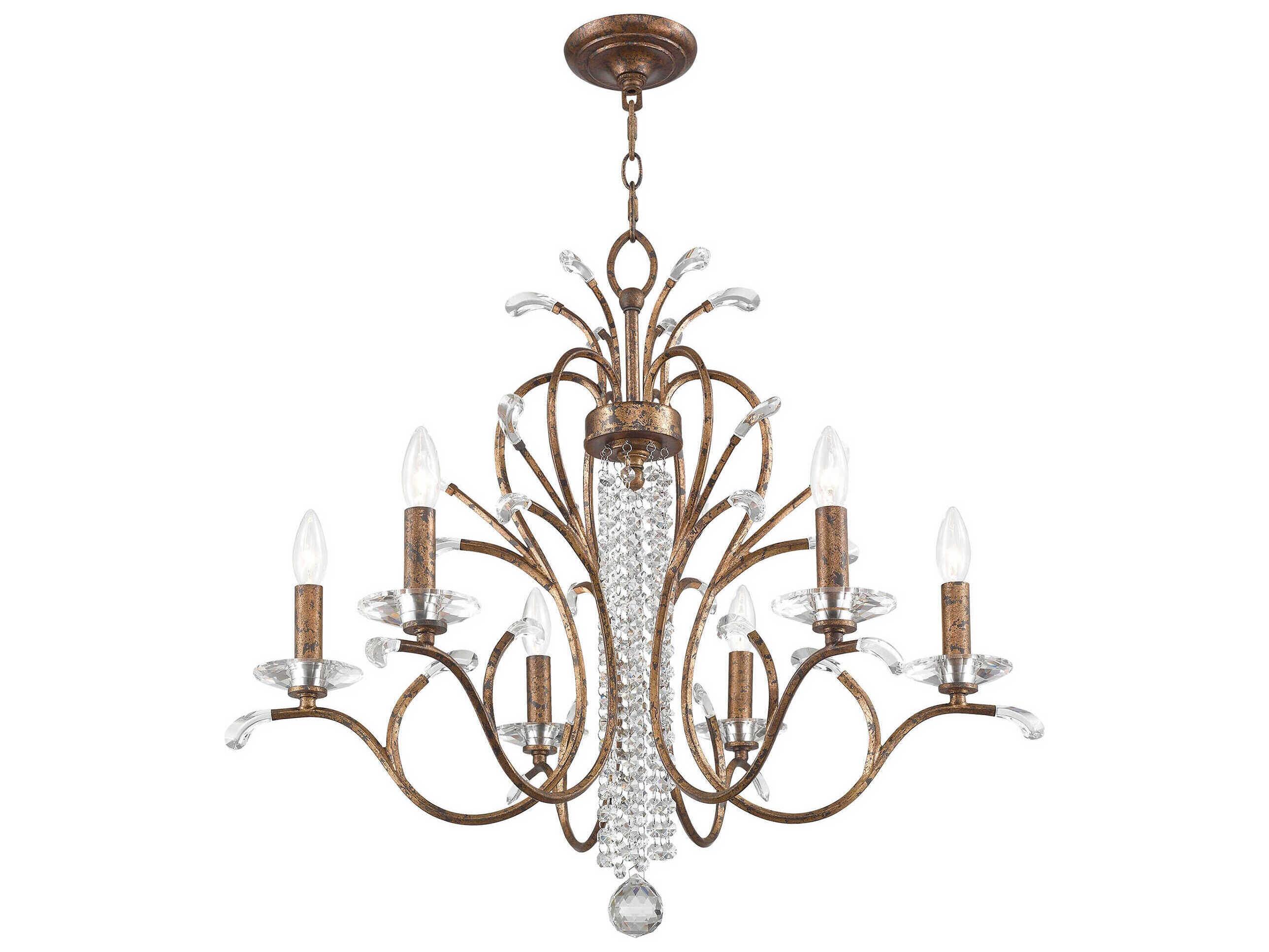 Livex Lighting Serafina 6-Light Hand Applied Venetian Golden Bronze Crystal Candelabra Chandelier