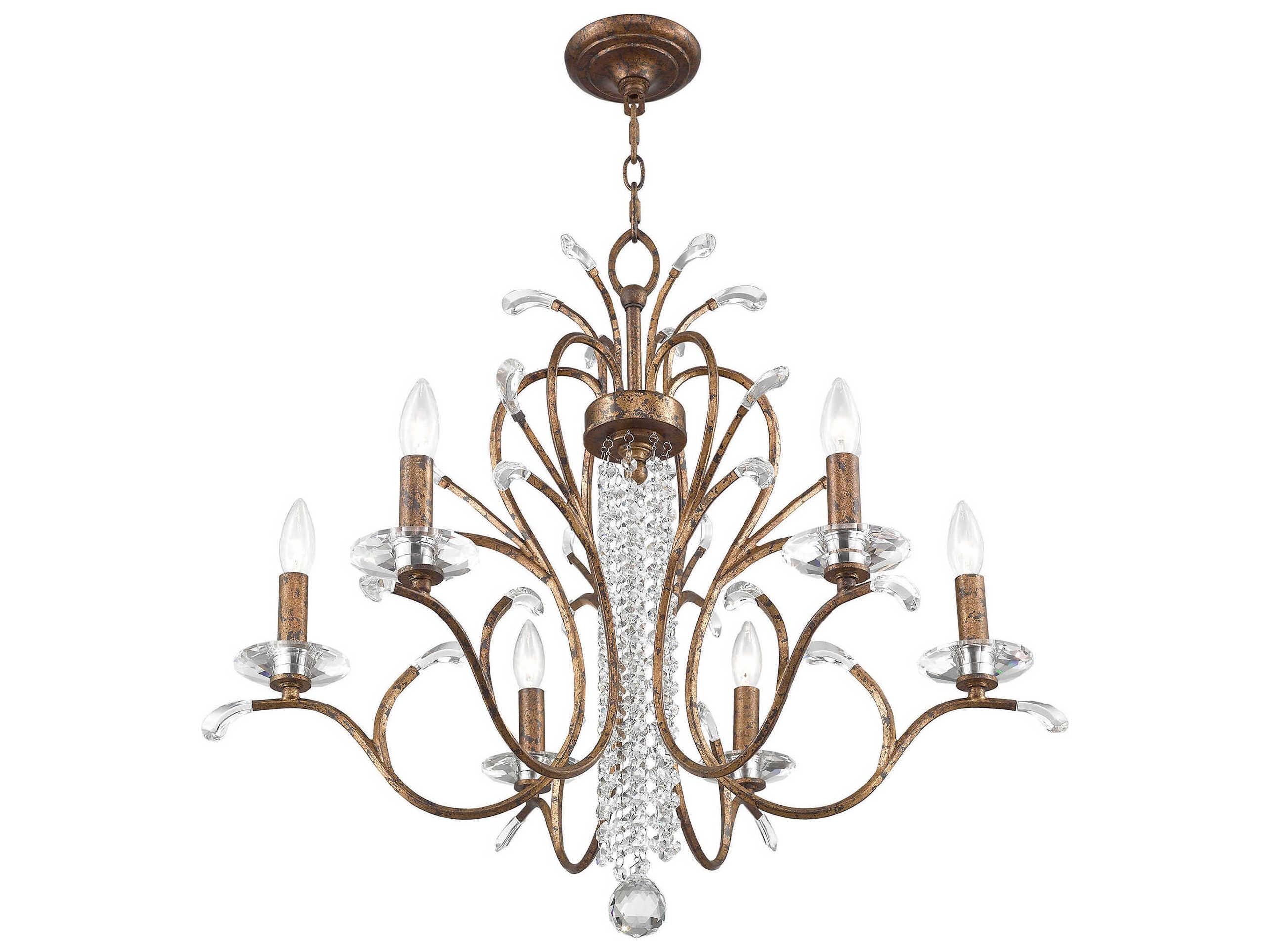 Livex Lighting Serafina 6-Light Hand Applied Venetian Golden Bronze Crystal Candelabra Chandelier
