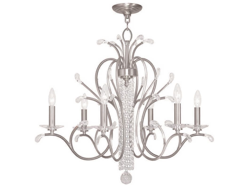Livex Lighting Serafina 6-Light Brushed Nickel Clear Crystal Candelabra Chandelier