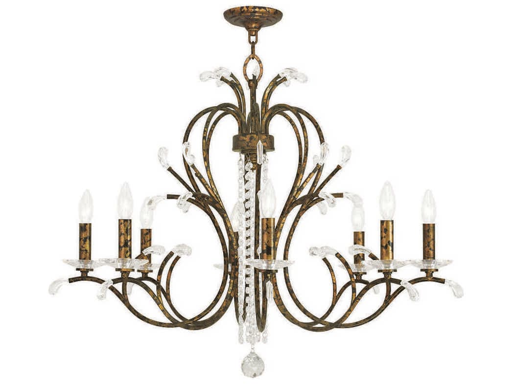 Livex Lighting Serafina 8-Light Hand Applied Venetian Golden Bronze Crystal Candelabra Chandelier