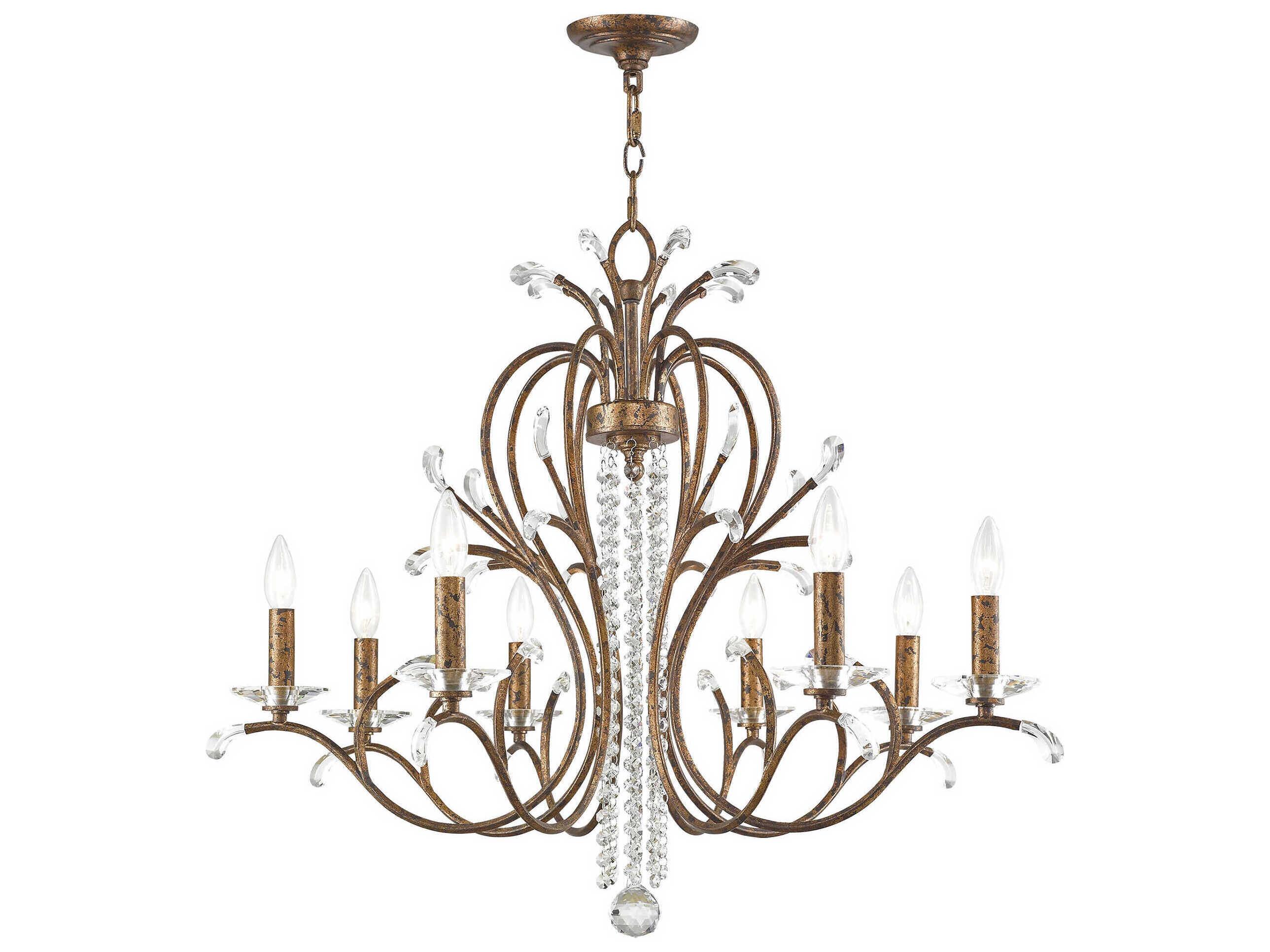 Livex Lighting Serafina 8-Light Hand Applied Venetian Golden Bronze Crystal Candelabra Chandelier