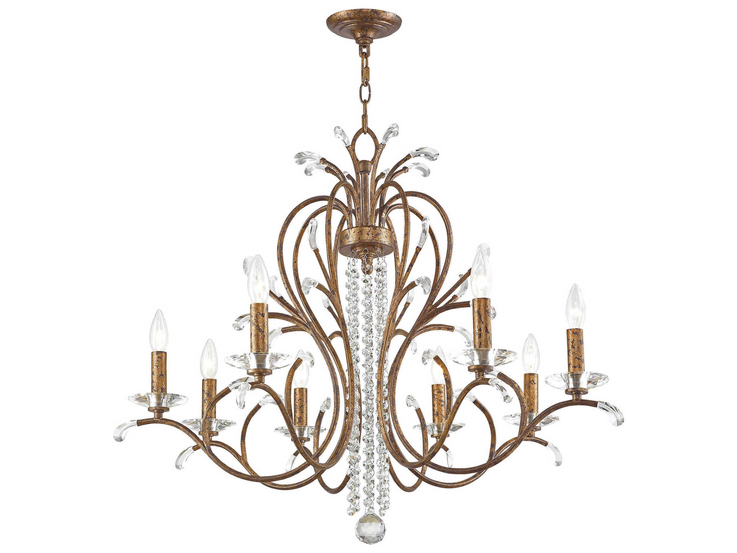 Livex Lighting Serafina 8-Light Hand Applied Venetian Golden Bronze Crystal Candelabra Chandelier