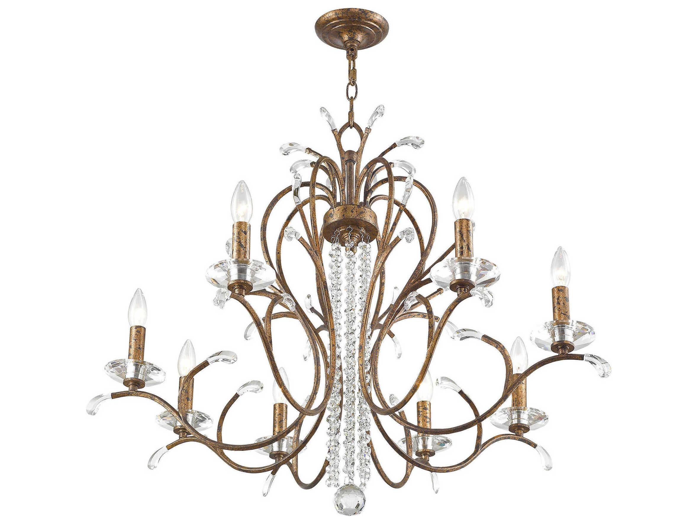 Livex Lighting Serafina 8-Light Hand Applied Venetian Golden Bronze Crystal Candelabra Chandelier